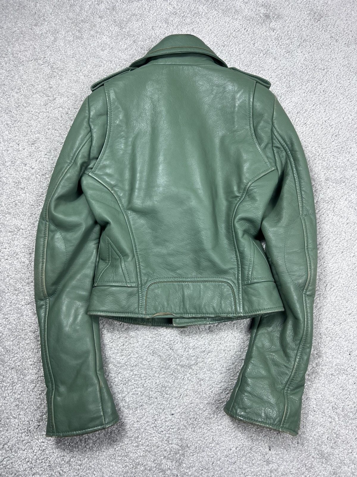 Balenciaga Balenciaga Green Leather Biker Jacket Size XS / US 0-2 / IT 36-38 - 11 Thumbnail