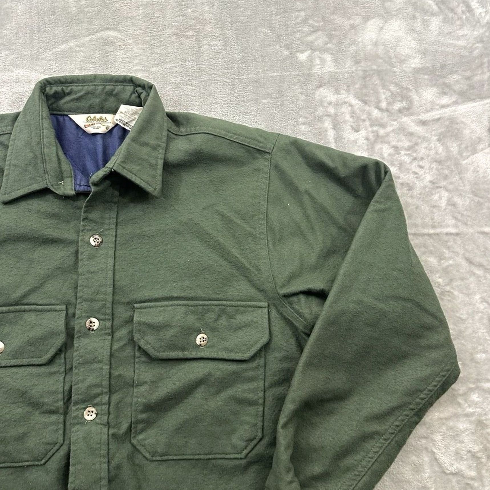 Vintage VINTAGE Cabela's Flannel Jacket Mens Small Green Insulated Lined Button Up Chore Quilted Cotton Jacket Men's S Green Size US S / EU 44-46 / 1 - 4 Thumbnail