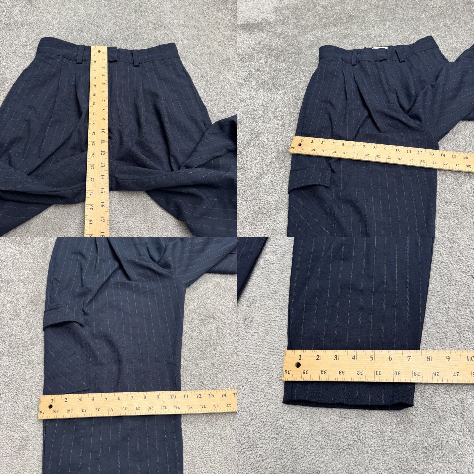 Sam Edelman Sam Edelman Cargo Pants Womens 10 Navy Blue Striped High Rise Taepred Leg Casual Size 32" / US 10 / IT 46 - 10 Thumbnail