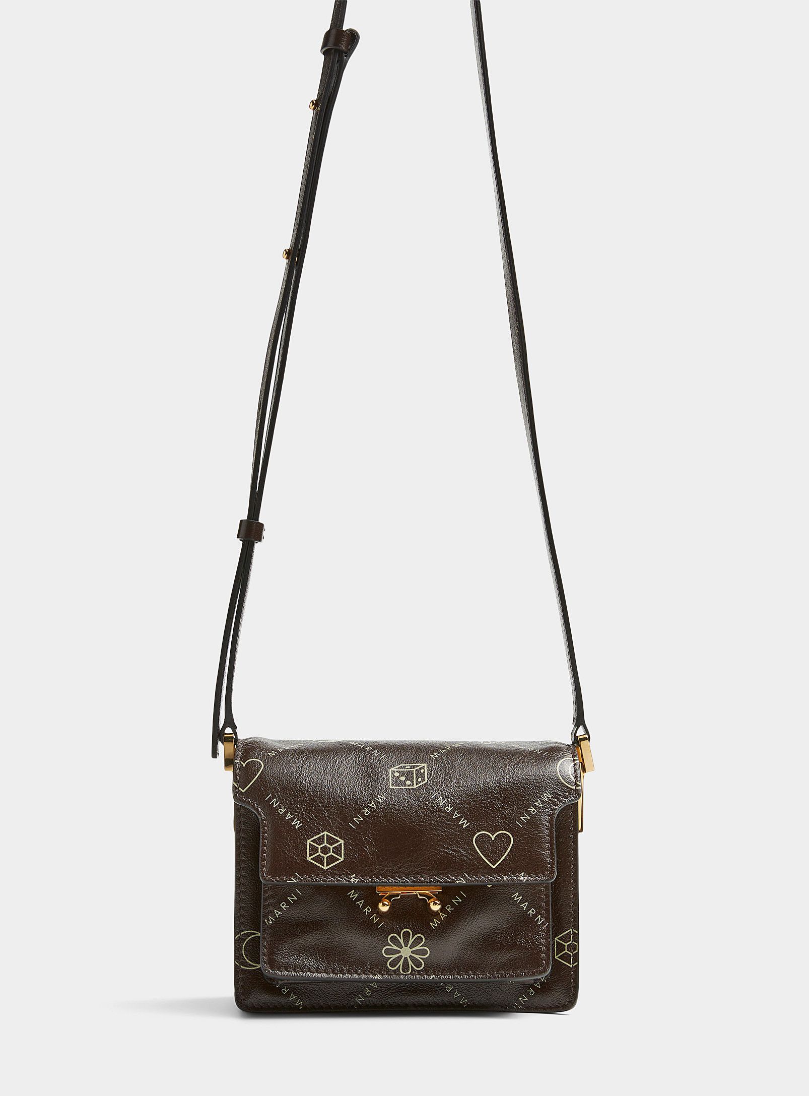 image of Aw22 Marni Logo Printed Trunk Bag in Brown, Men's