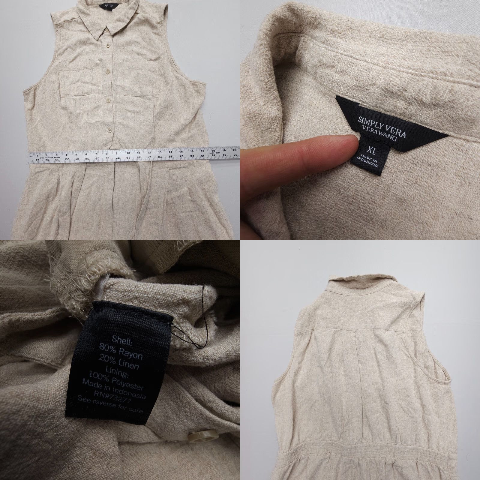 Vintage Simply Vera Vera Wang Jumpsuit Romper Women XL Beige Button Casual Minimalist Bohemian Size XL / US 12-14 / IT 48-50 - 8 Thumbnail