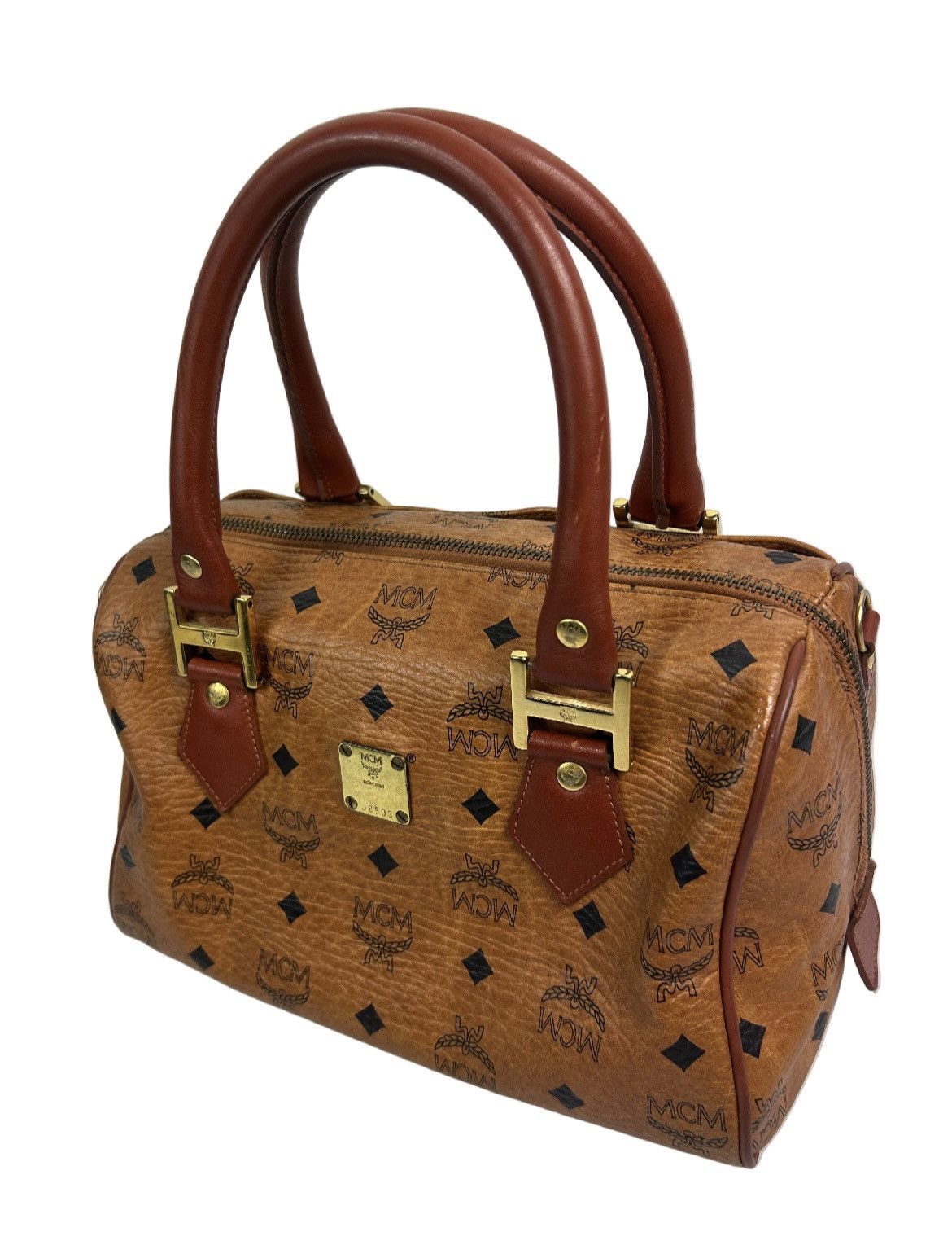 MCM MCM Cognac Leather Boston Bag Size ONE SIZE - 1 Thumbnail