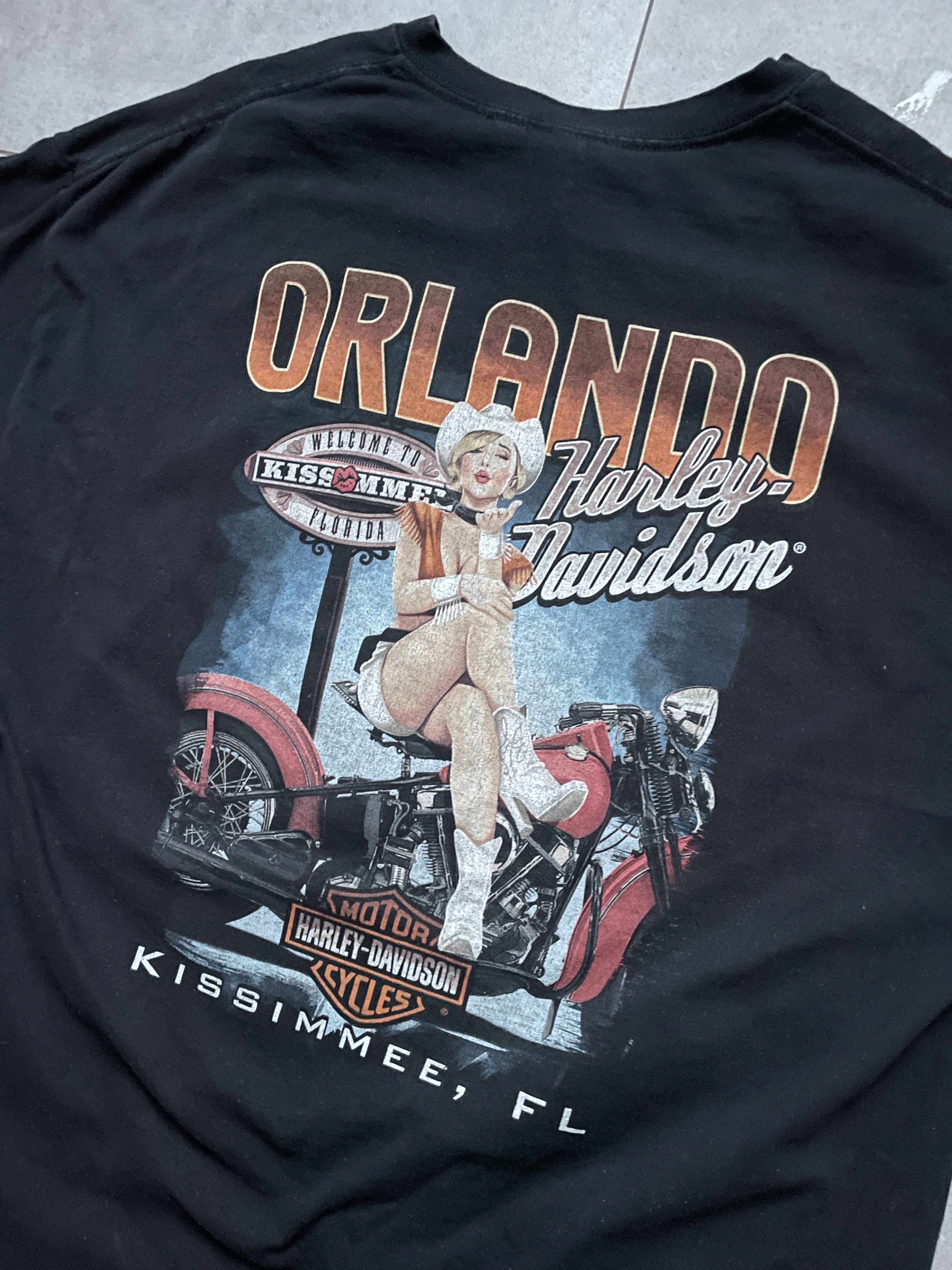Harley Davidson BLACK HARLEY DAVIDSON MOTOR ORLANDO PINE UP GIRL 3D TSHIRT Size US XL / EU 56 / 4 - 2 Thumbnail