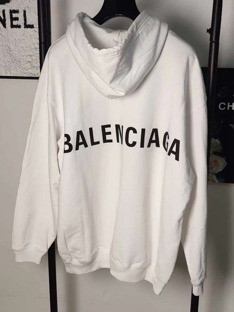 Balenciaga Balenciaga Big Logo White Hoodie - dmc Size US S / EU 44-46 / 1 - 1 Thumbnail