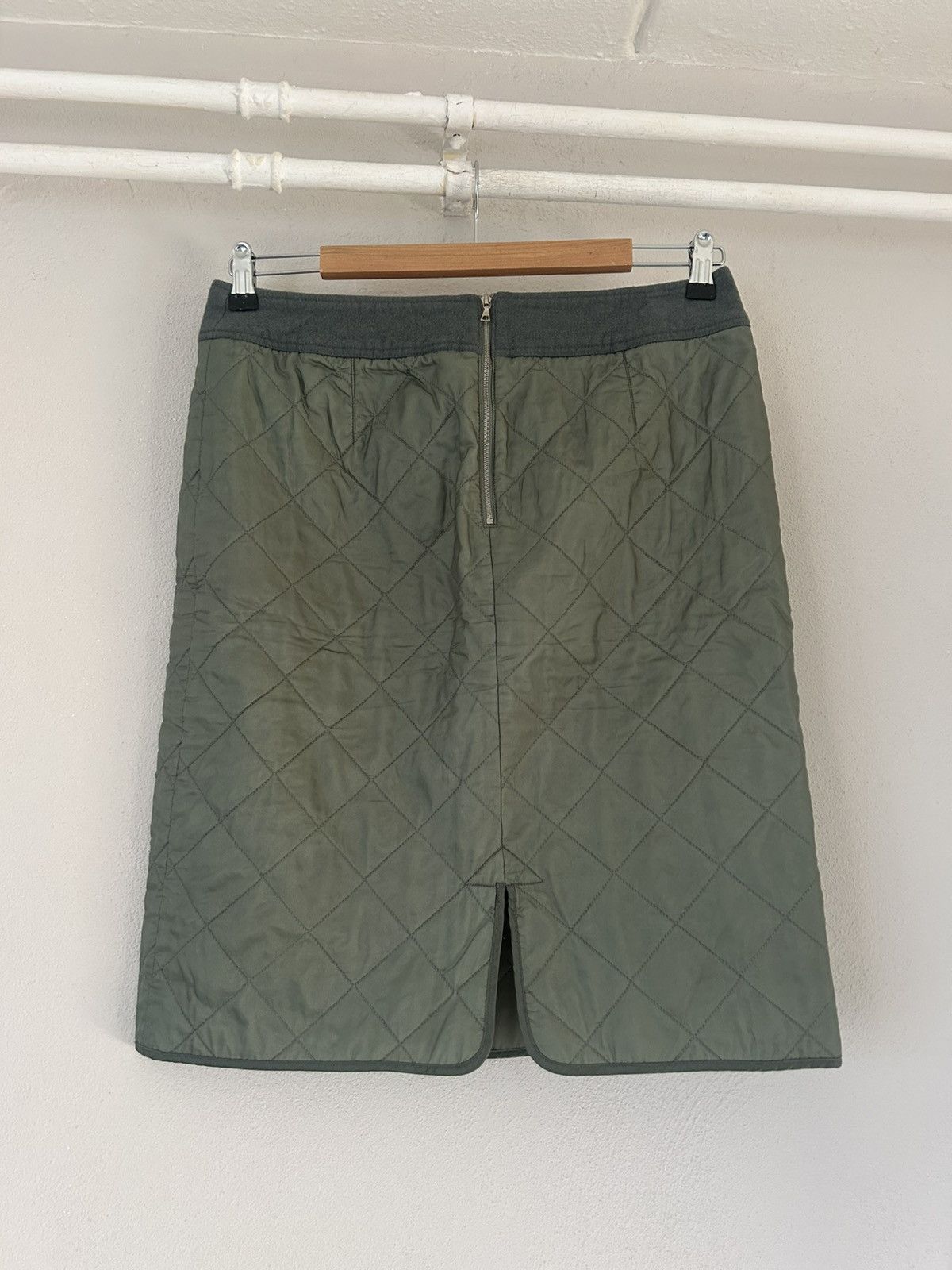 Dries Van Noten Quilted Green Midi Skirt Size 27" / US 4 / IT 40 - 2 Thumbnail