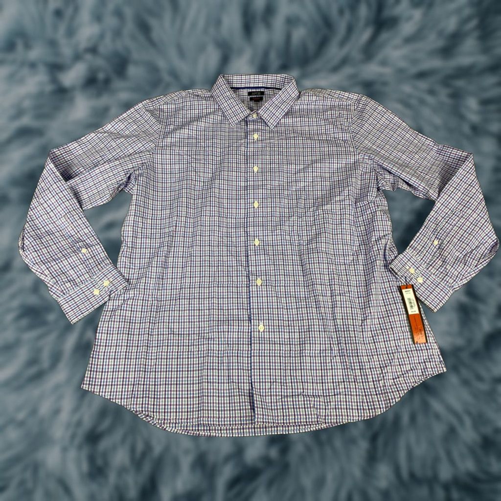 Apt. 9 APT 9 Mens Button-Down Dress Shirt Slim Fit 2XL XXL Blue Purple Checkered Shirt Mens, 2XL, Blue Purple Checkered Size 48R - 1 Thumbnail