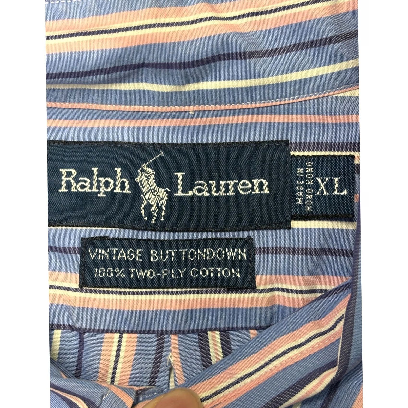 Ralph Lauren Vintage Ralph Lauren Shirt XL Blue Pink Stripe Cotton Men's Buttondown Size US XL / EU 56 / 4 - 4 Thumbnail