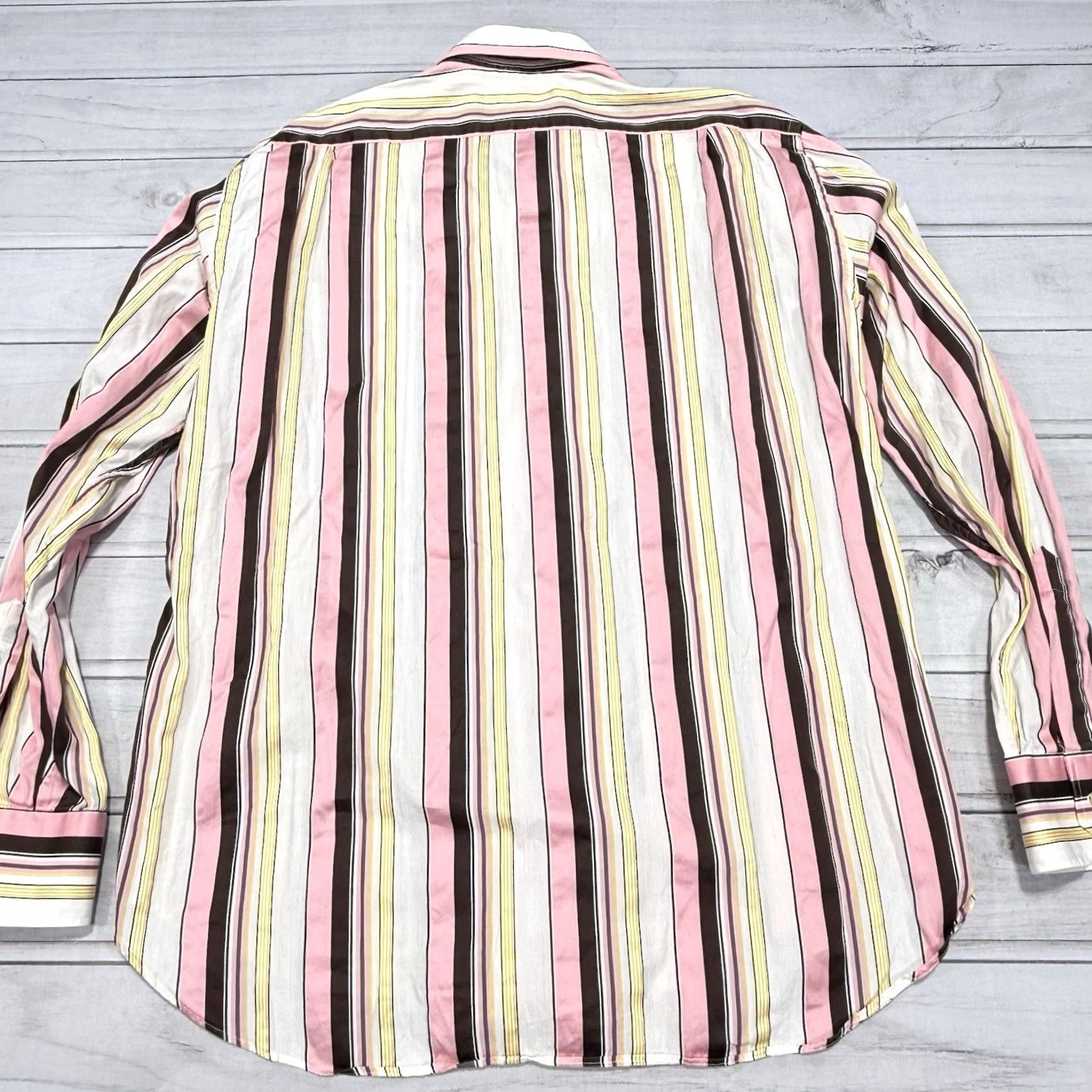 Etro ETRO Dress Shirt Mens 42 Multicolor Striped Button-Down Italy Regular Long Sleeve Cotton 100% Size 42R - 5 Thumbnail
