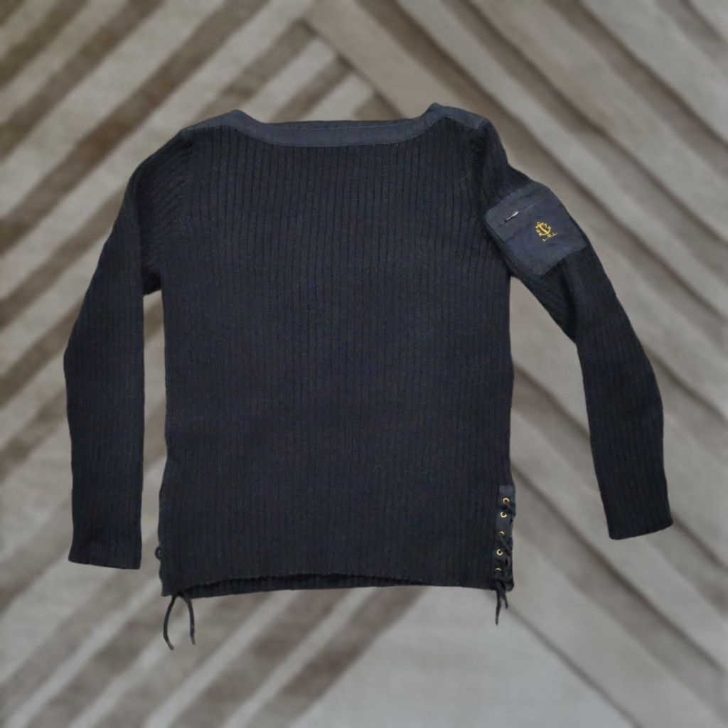 Ralph Lauren VINTAGE Ralph Lauren Sweater Womens Medium Blue Pullover Ribbed Cotton Side Tie Y2K Men? Size M / US 6-8 / IT 42-44 - 1 Thumbnail
