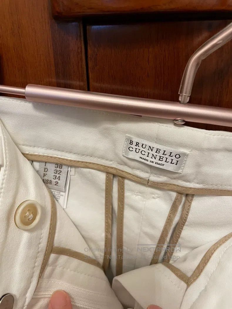 Brunello Cucinelli Brunello Cucinelli White Slim Fit Pants Size 25" / US 0 / IT 36 - 2 Thumbnail