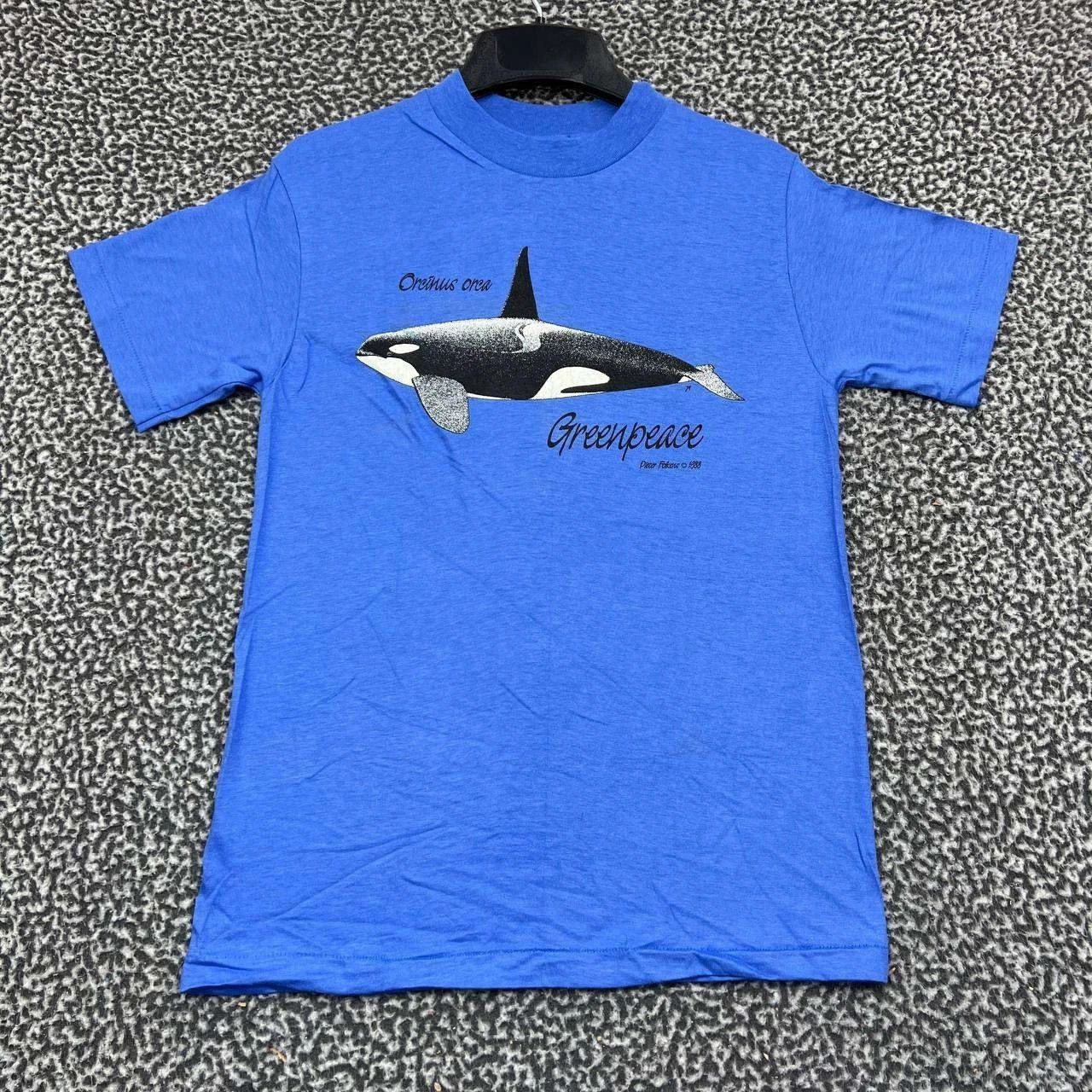 Hanes Vintage Green Peace Orcinus Orca Shirt Men S Hanes Deadstock Size US S / EU 44-46 / 1 - 1 Thumbnail
