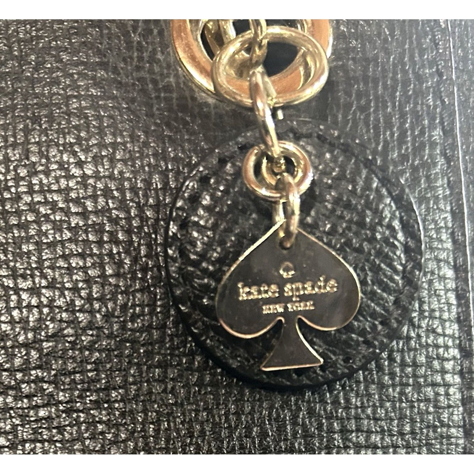 Vintage kate spade new york Black Leather Tote Shoulder Bag W/Chain Straps Women Purse Size ONE SIZE - 6 Thumbnail