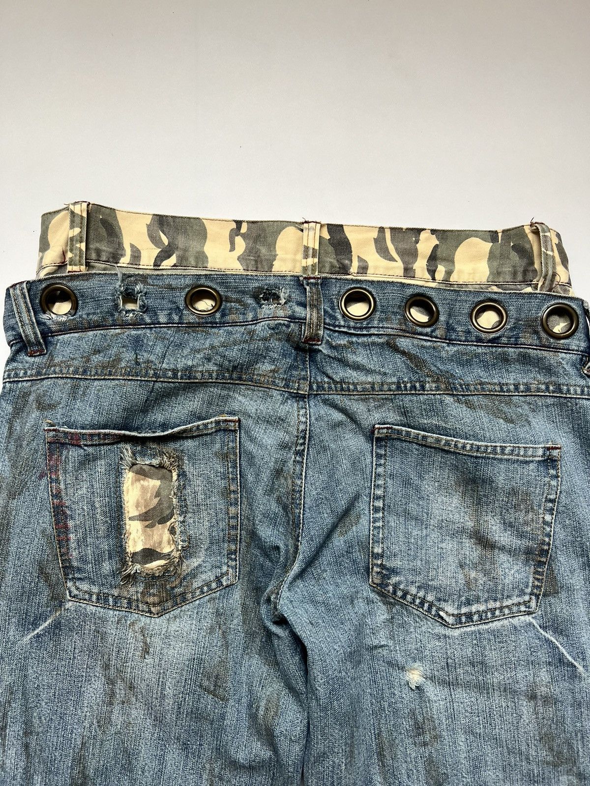 In The Attic In The Attic Double Waist Distressed Denim Size US 33 - 10 Thumbnail