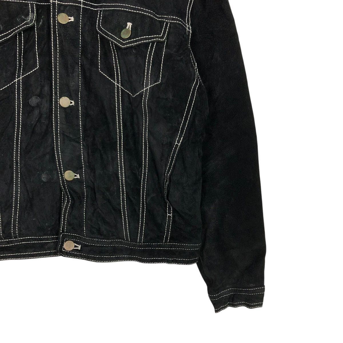 Japanese Brand 🔥VINTAGE TRUCKER BIKER LEATHER JACKET UNBRANDED ISSEY MIYAKE Size US M / EU 48-50 / 2 - 7 Thumbnail