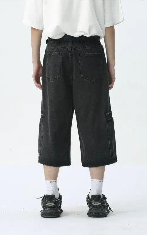 Other Black washed denim shorts with metal zipper Size US 32 / EU 48 - 6 Thumbnail