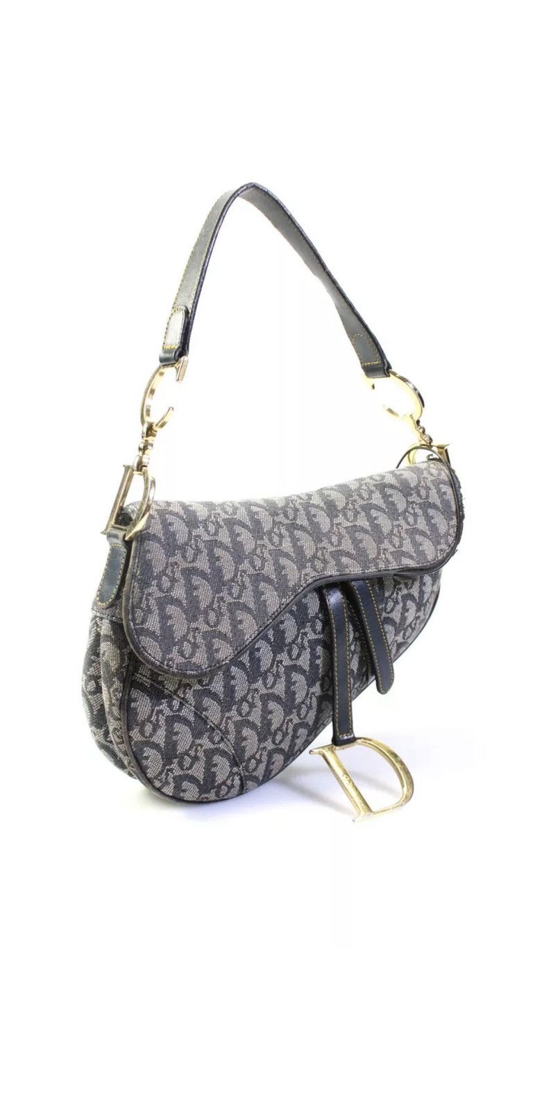 Dior Christian Dior Vintage Oblique Canvas Saddle Bag - Navy Size ONE SIZE - 4 Thumbnail