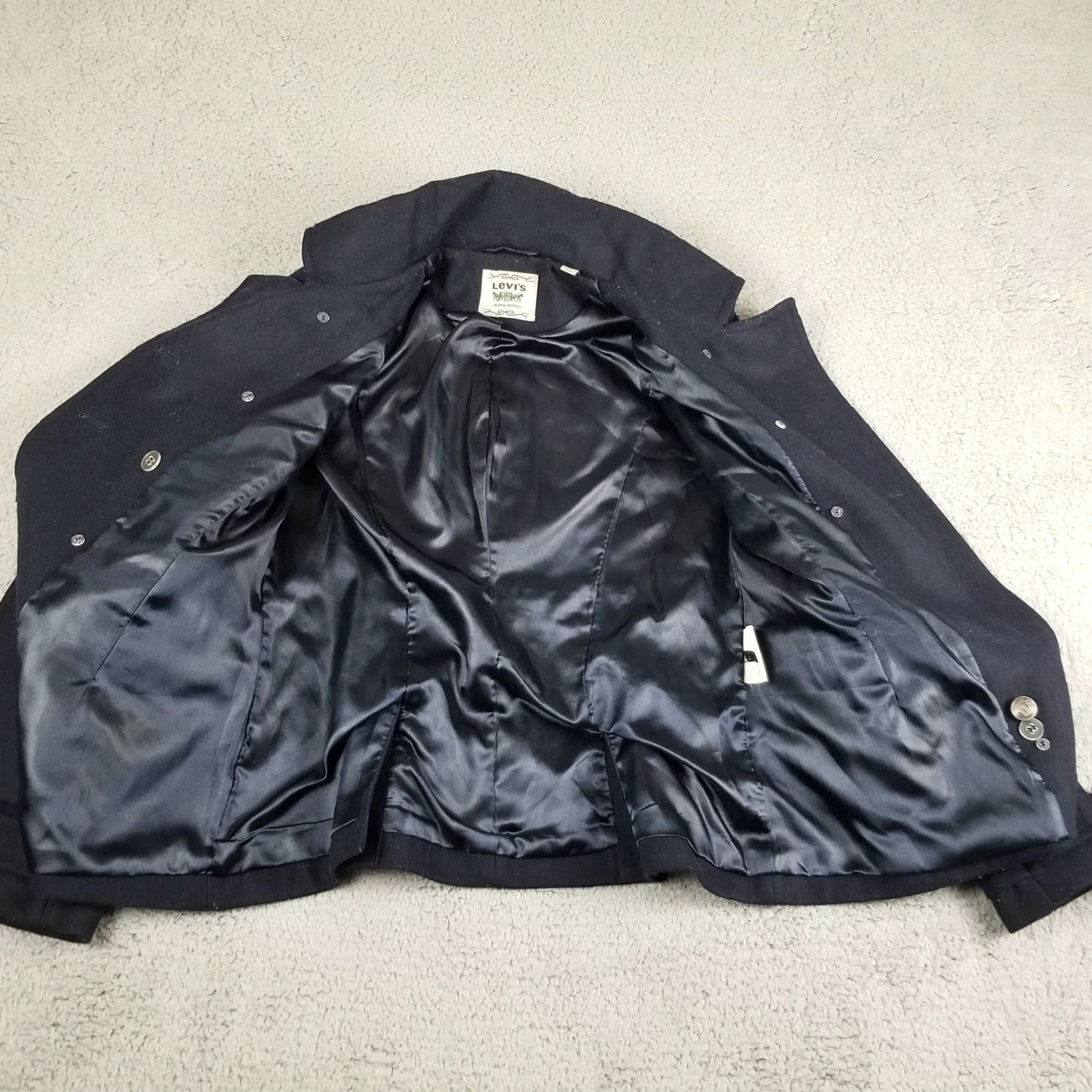 Levi's LEVI'S WINTER WOOL DOUBLE BREASTED NAVY PEA COAT JACKET WOMAN LARGE 78 Size L / US 10 / IT 46 - 6 Thumbnail