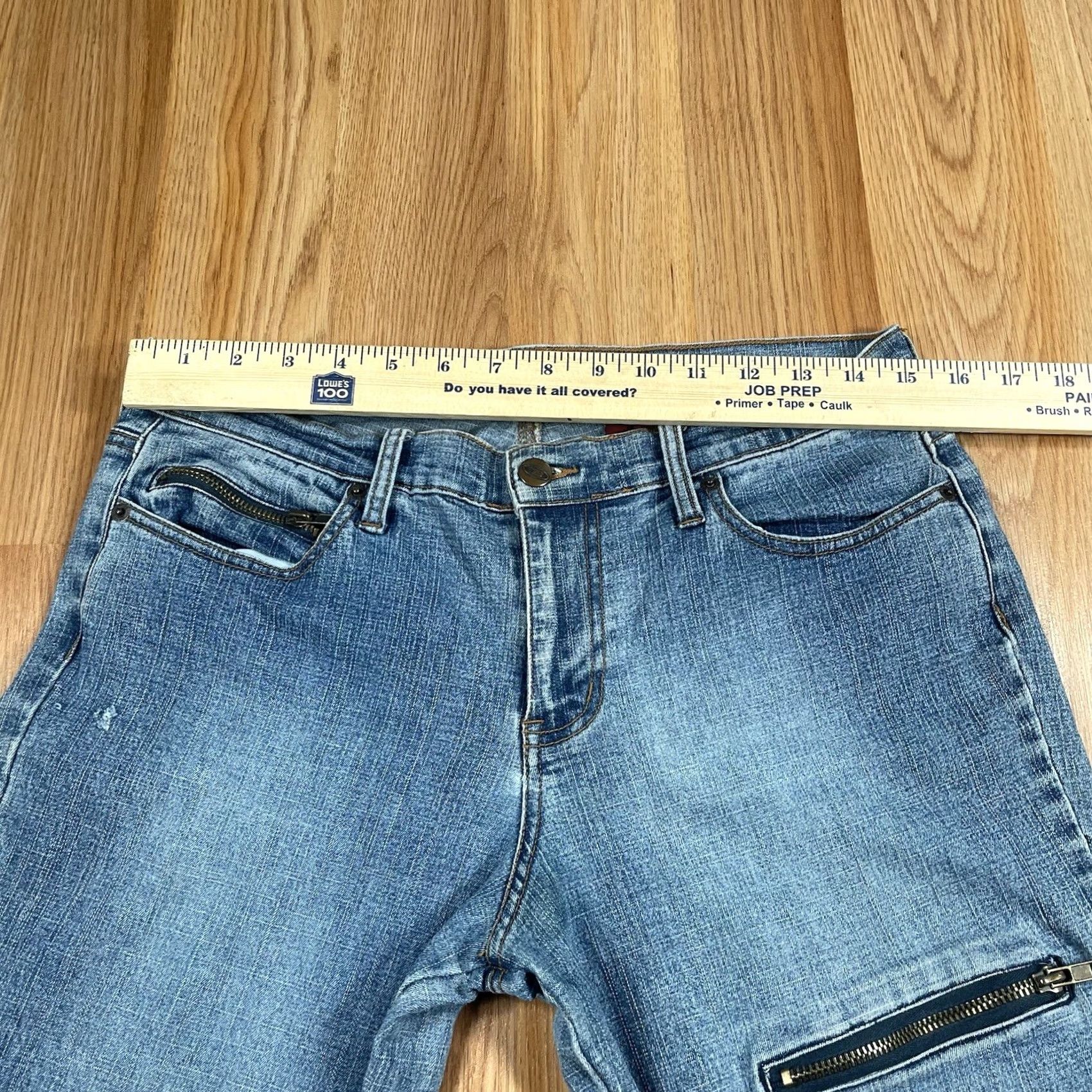 Vintage Bongo Jeans Womens 11 Straight Leg Mid Rise Stretch Zipper Blue Denim - Vintage Condition Good Size 32" / US 10 / IT 46 - 3 Thumbnail
