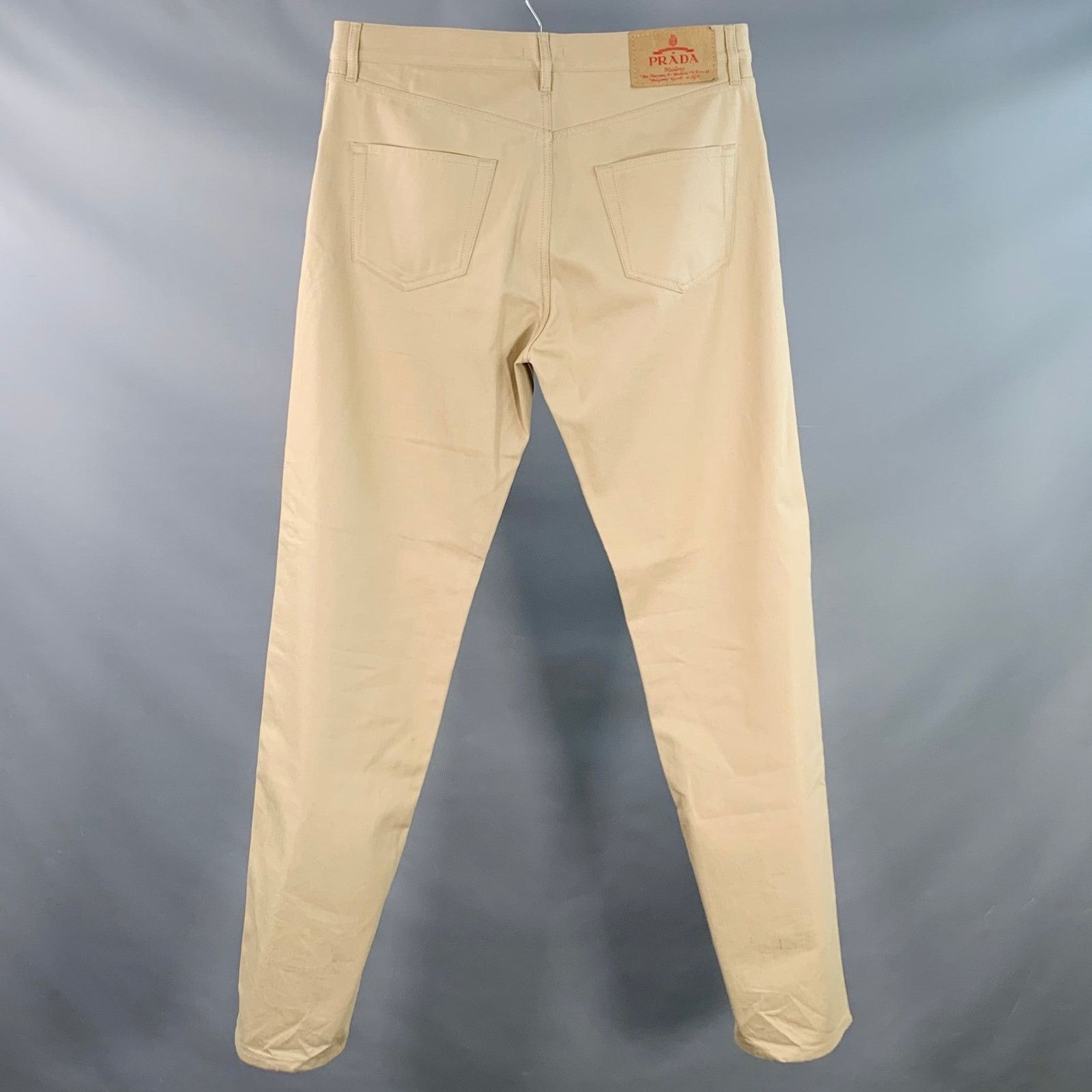 Prada 34 Khaki Twill Cotton Classic Fit Tapered Button Fly Jeans Size US 34 / EU 50 - 3 Thumbnail