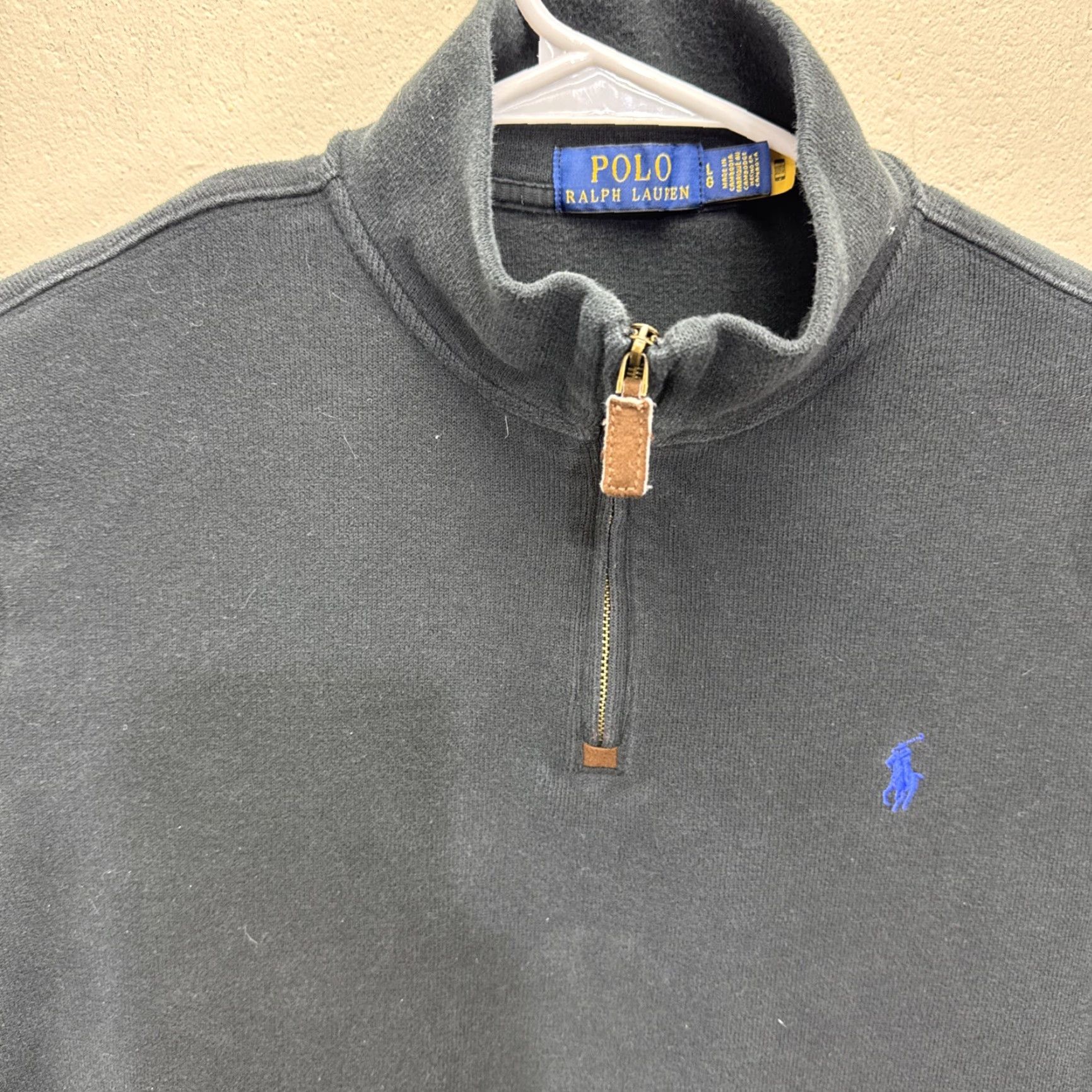 Polo Ralph Lauren Polo Ralph Lauren Sweater Mens Large Black Little Pony 1/4 Zip Pullover FLAW Size US L / EU 52-54 / 3 - 3 Thumbnail