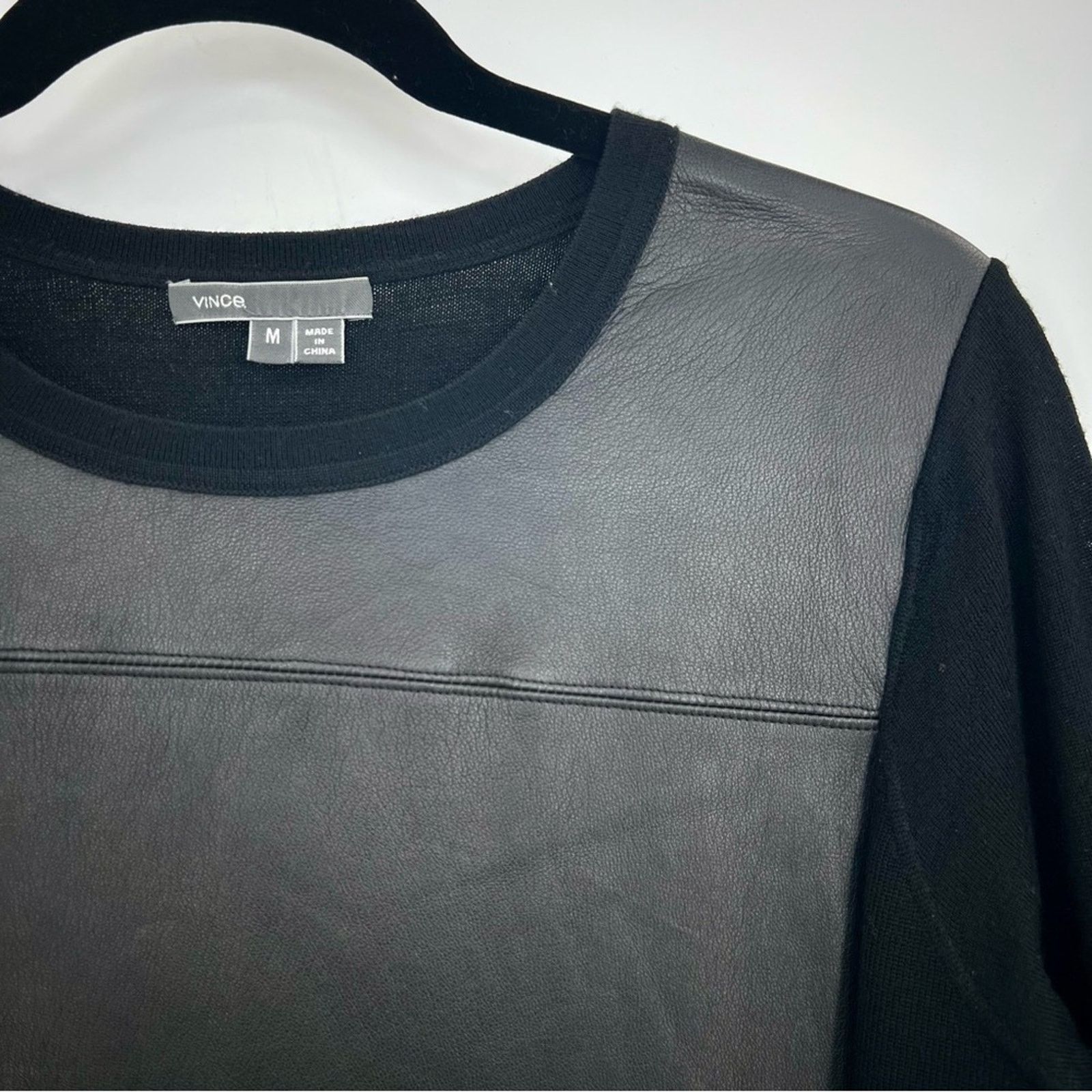 Vince Vince Black Wool Lamb Leather Long Sleeve Sweater Dress M Size M / US 6-8 / IT 42-44 - 2 Thumbnail