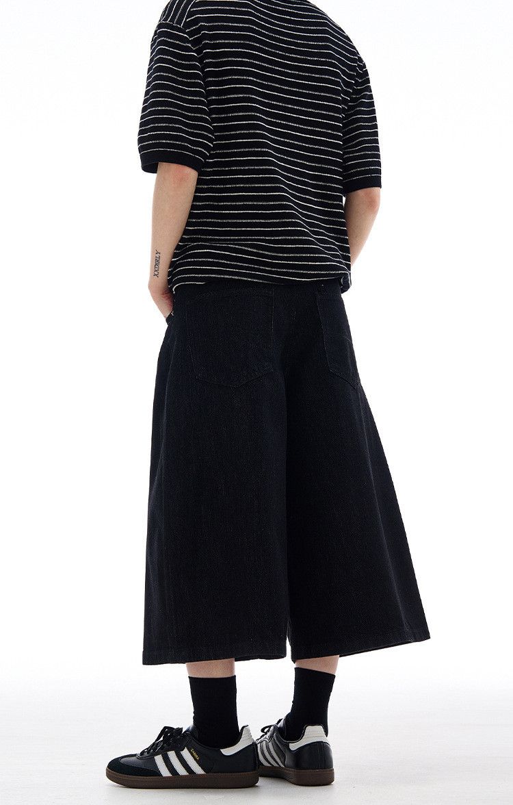 Japanese Brand Retro loose wide-leg men's cleanfit casual denim shorts Size US 32 / EU 48 - 4 Thumbnail