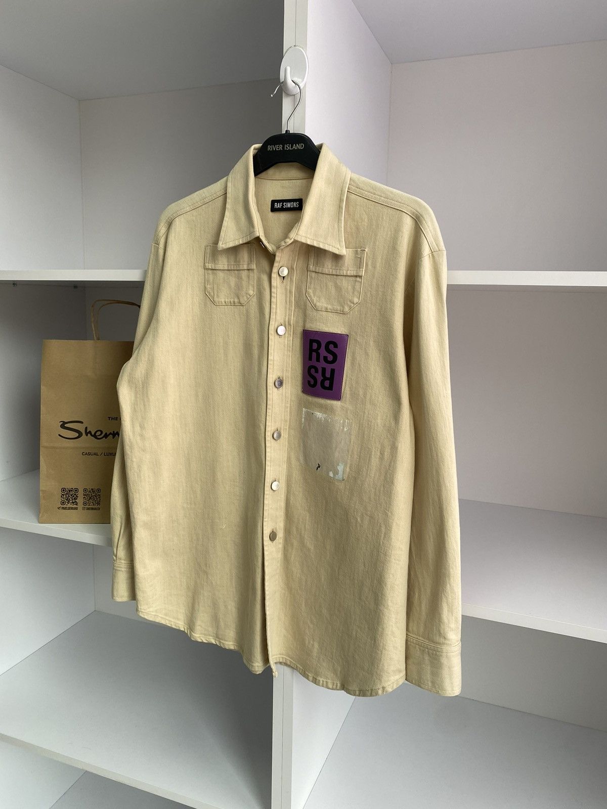Raf Simons × Vintage Vintage Raf Simons 15SS Two Pocket RS Walker Patch Shirt Size US L / EU 52-54 / 3 - 5 Thumbnail