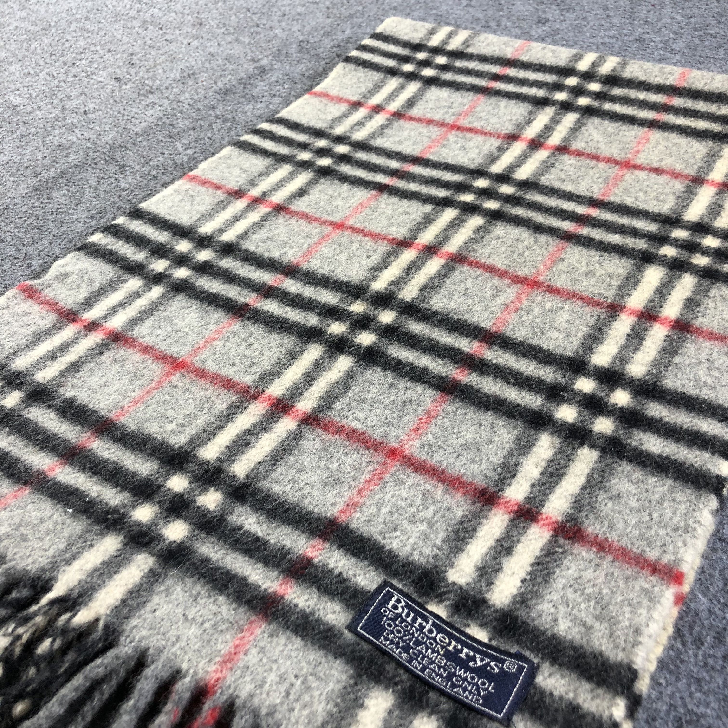 Burberry Burberrys Nova Check Grey Wool Scarf Muffler V1343 Size ONE SIZE - 3 Thumbnail