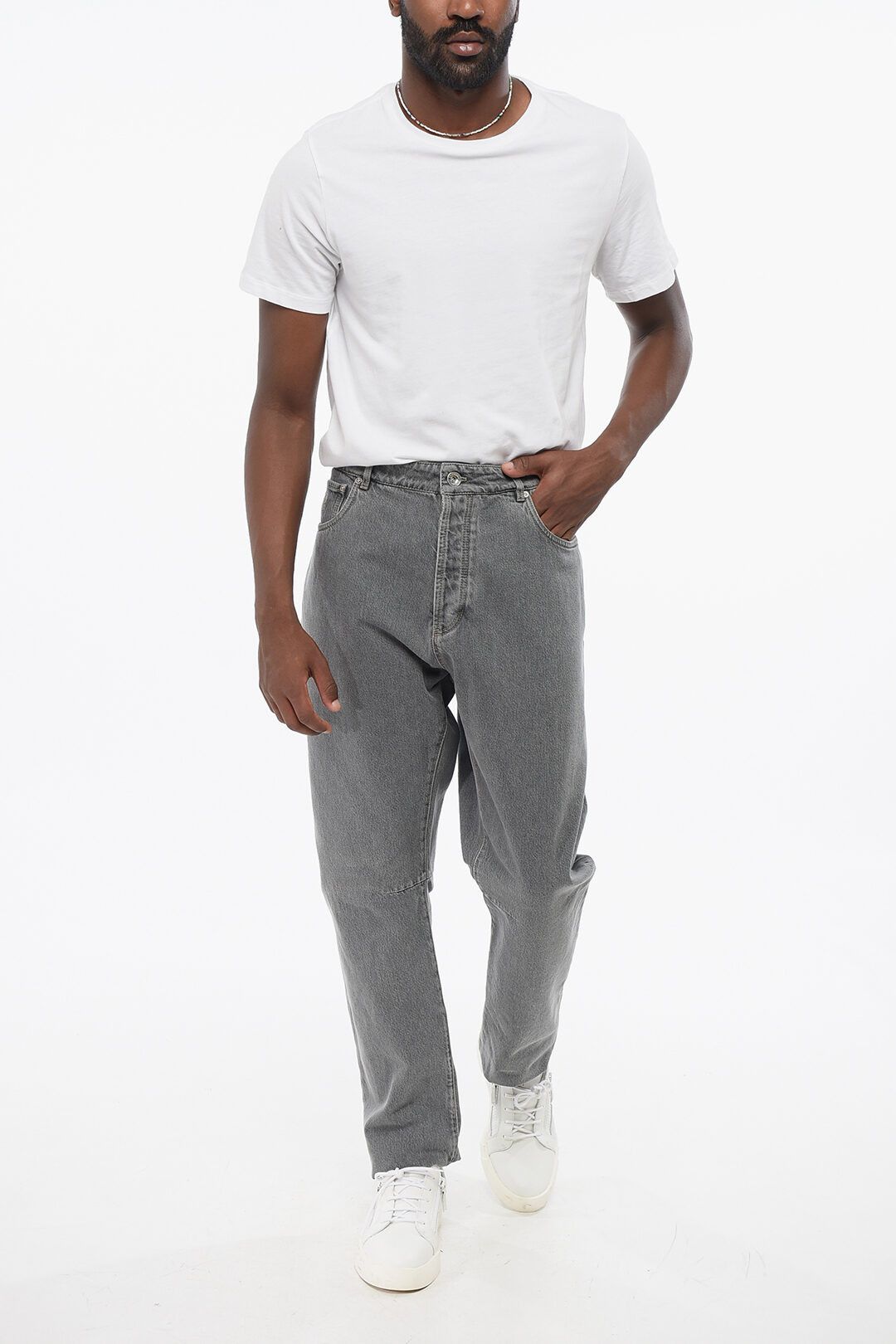 Brunello Cucinelli og1mm0725 Cotton Slim Fit Denim in Grey Size US 40 / EU 56 - 3 Thumbnail