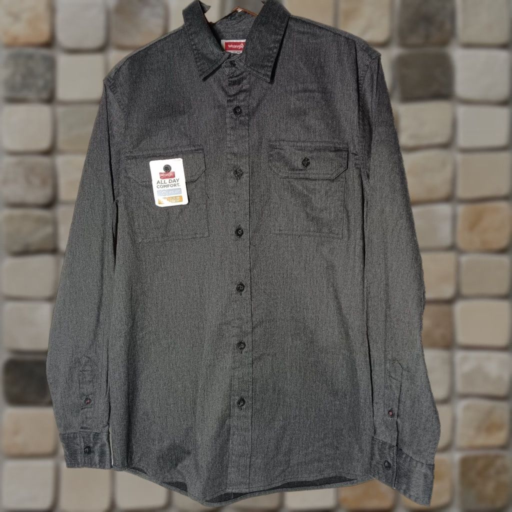Wrangler VINTAGE Wrangler Work Shirt Men Medium Gray Long Sleeve Button-Up Collared Casual Fall Winter Size US M / EU 48-50 / 2 - 1 Thumbnail