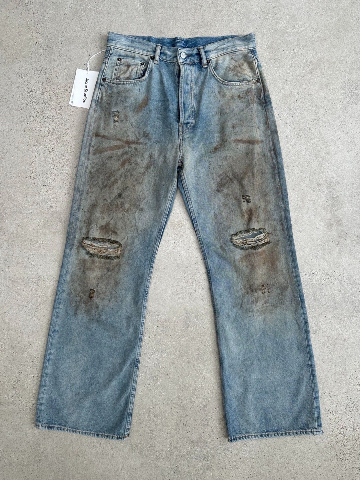 Acne Studios Acne Studios Mud-Dyed Distressed Wide Jeans 31/32 Size US 31 - 1 Thumbnail