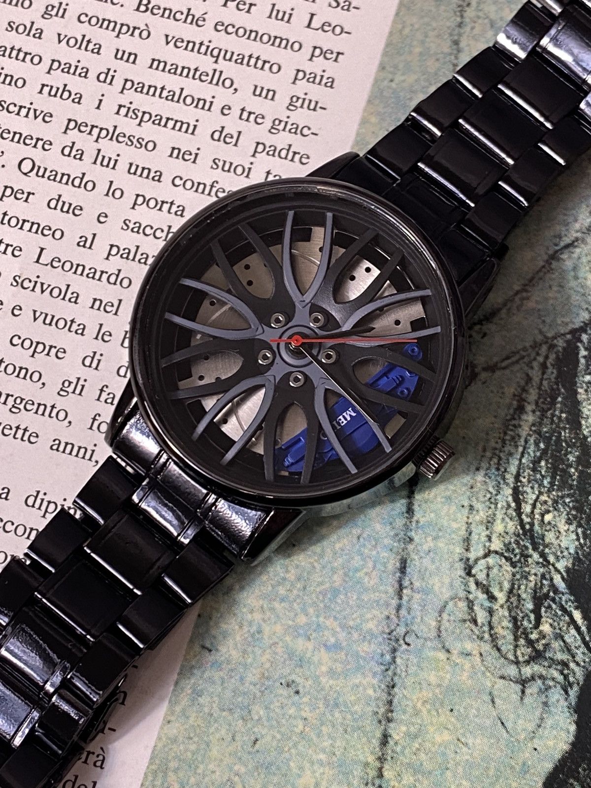 Japanese Brand Black 3D Wheel Rim Sport Watch - Works Great Size ONE SIZE - 2 Thumbnail