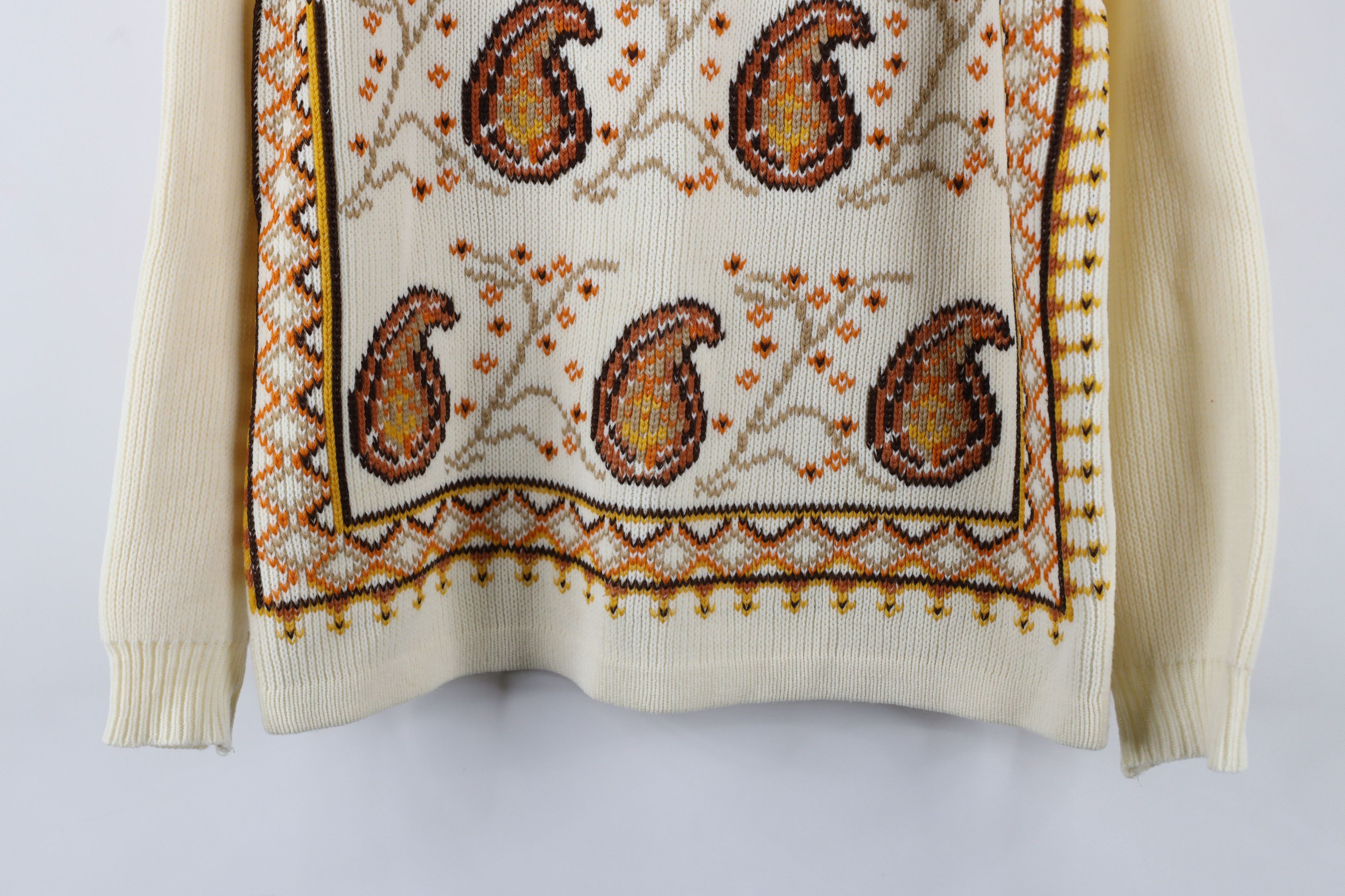 Vintage Vintage 60s 70s Mid Century Modern Paisley Knit Sweater Size M / US 6-8 / IT 42-44 - 3 Thumbnail
