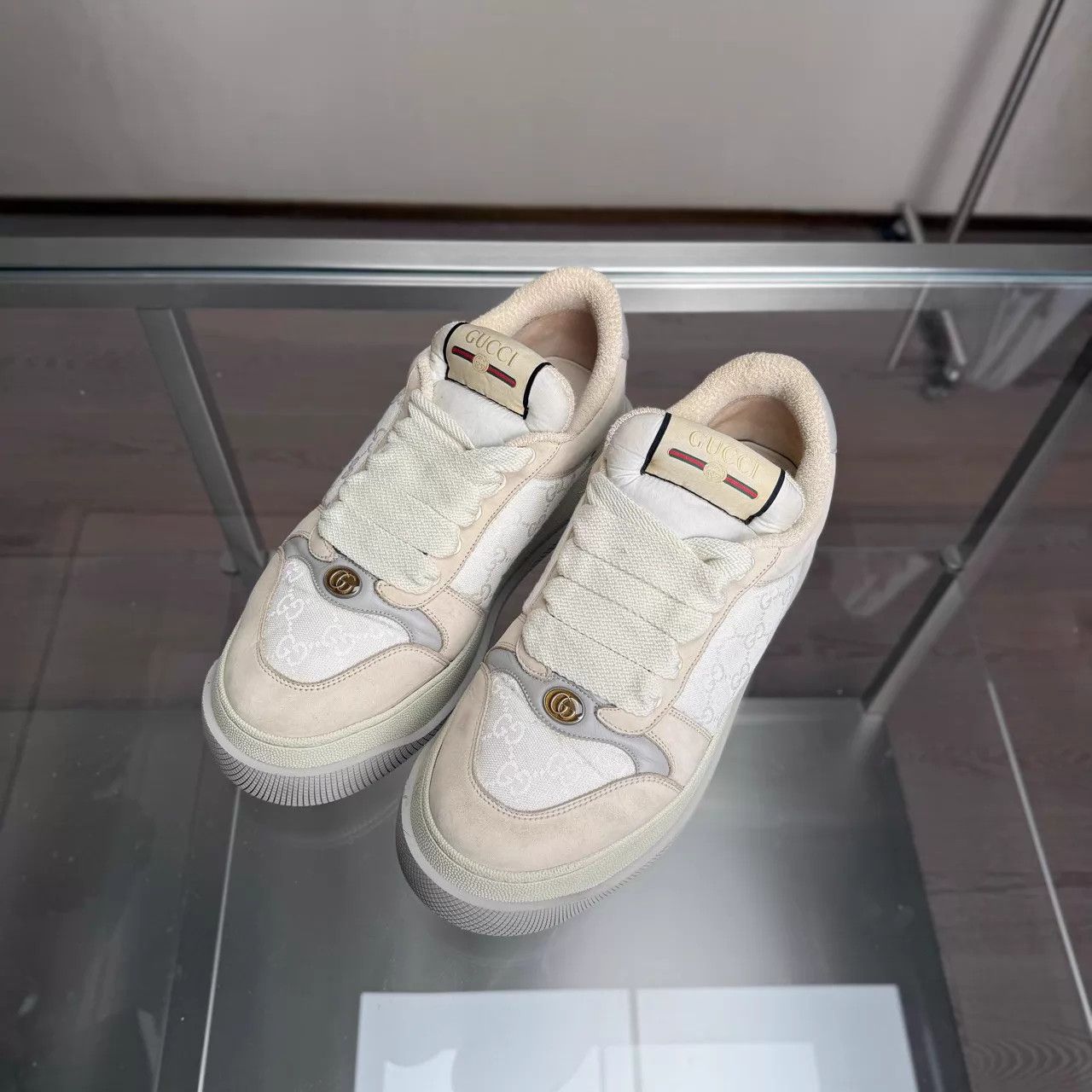 Gucci Gucci Gray & White Puffy Sneaker UK9.5 (43.5) Size US 10.5 / EU 43-44 - 1 Thumbnail