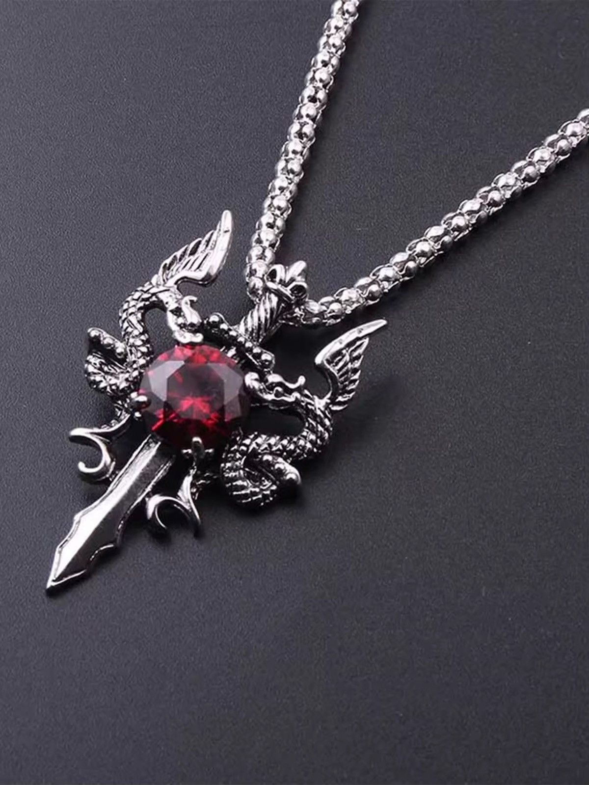 Vintage Dragon Sword Pendant Necklace Chain Size ONE SIZE - 1 Thumbnail