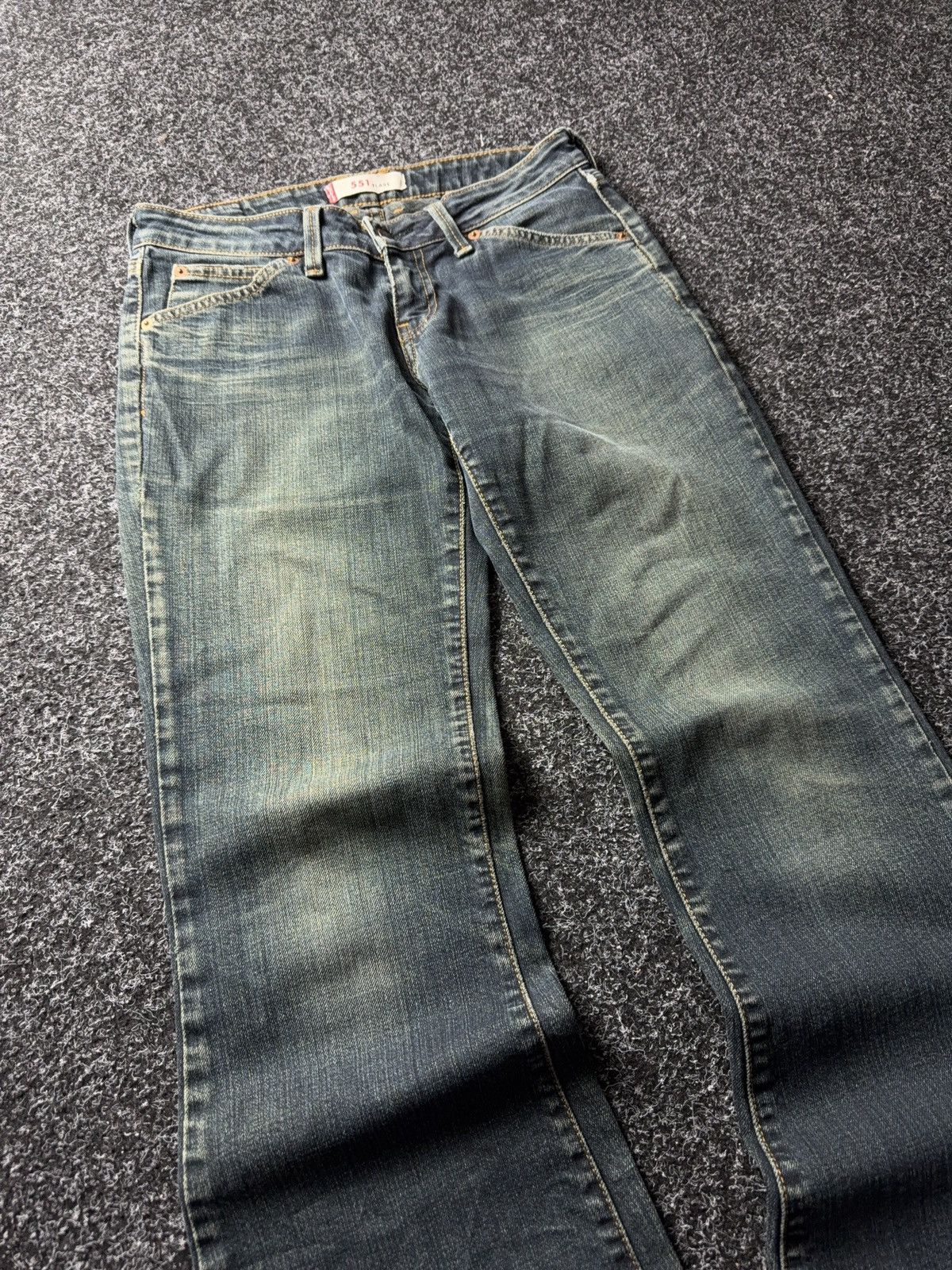 Levi's 00s Levi’s 551 Flare Y2K Vntg Bootcut Greenish Indigo Jeans Size 27" / US 4 / IT 40 - 5 Thumbnail