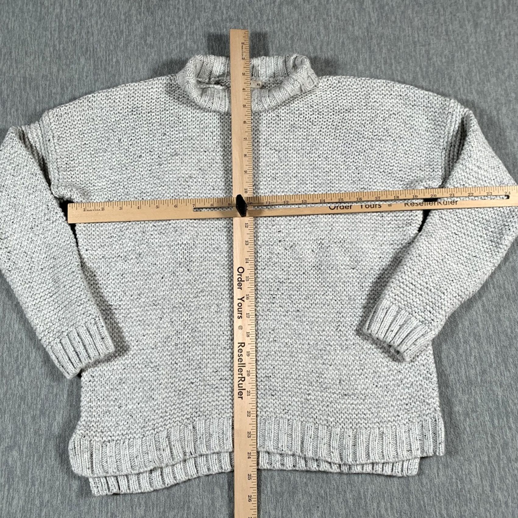 Marine Layer VINTAGE Marine Layer Sweater Womens XS Gray Mock Neck Chunky Knit Cotton Wool 12910 Size XS / US 0-2 / IT 36-38 - 5 Thumbnail