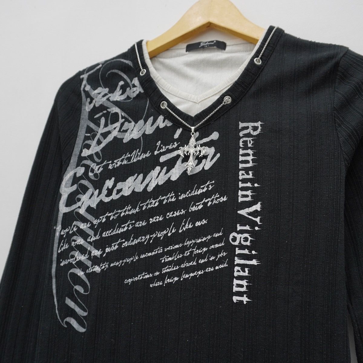 20471120 90s Sick Punk Gothic Double Layer Textured Longsleeve Size US L / EU 52-54 / 3 - 3 Thumbnail