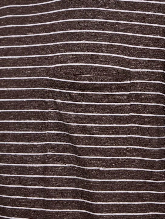 Brunello Cucinelli o1lsvrm0425 Striped Linen T-Shirt in Testa Di Moro/B Size US XL / EU 56 / 4 - 4 Thumbnail