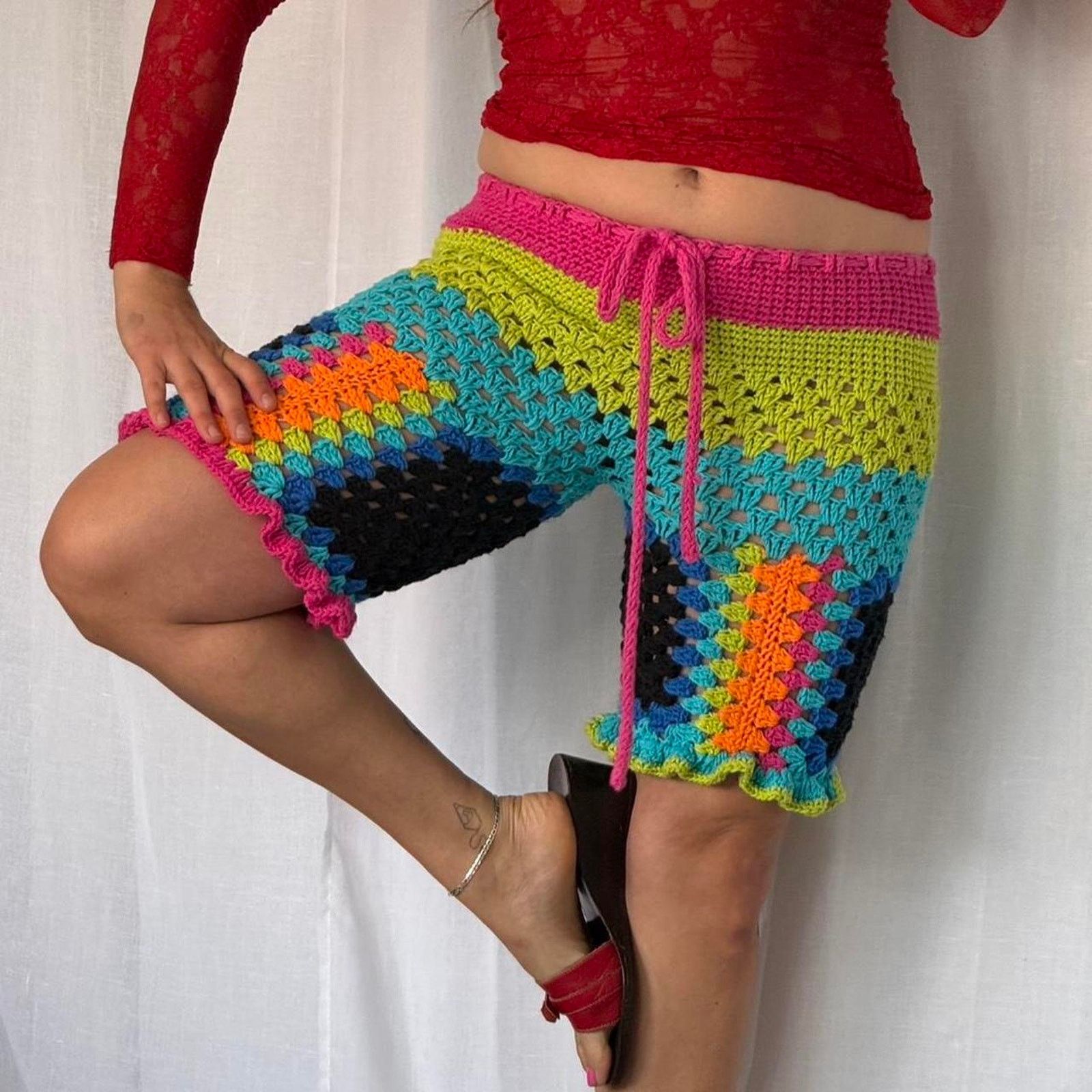 Other crochet rainbow shorts ✧ handmade Size 29" - 2 Thumbnail