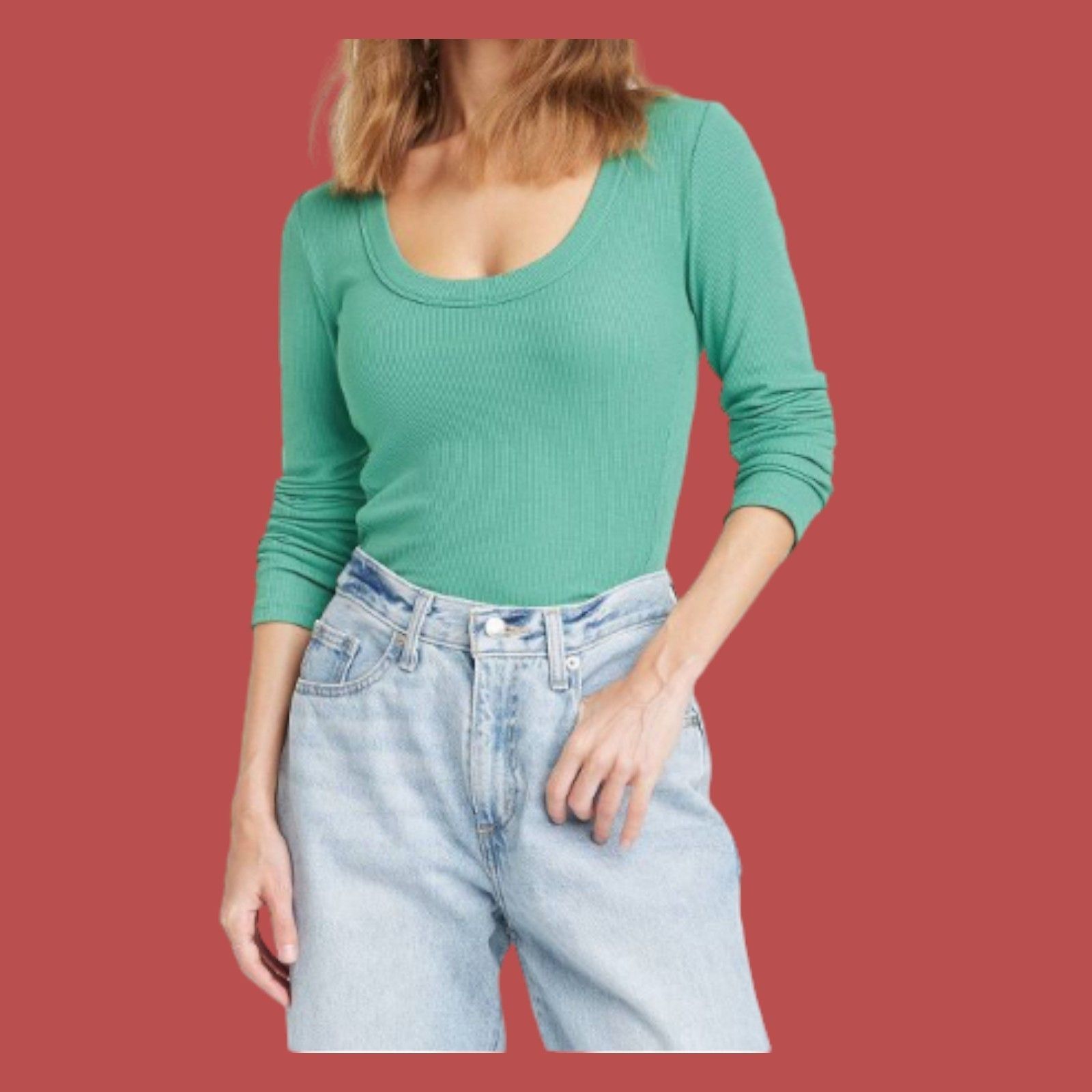 Other Universal Thread - Women's Ribbed Long Sleeve Scoopneck T-Sh Size XL / US 12-14 / IT 48-50 - 1 Thumbnail