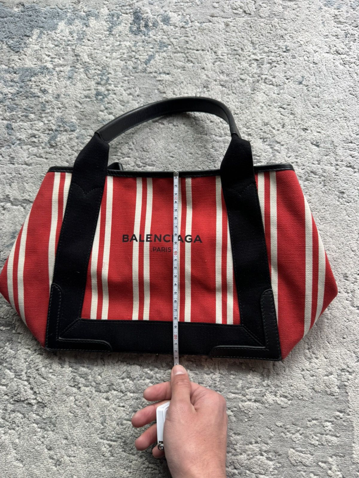 Balenciaga Balenciaga Navy Cabas Striped Tote Bag Size ONE SIZE - 11 Thumbnail