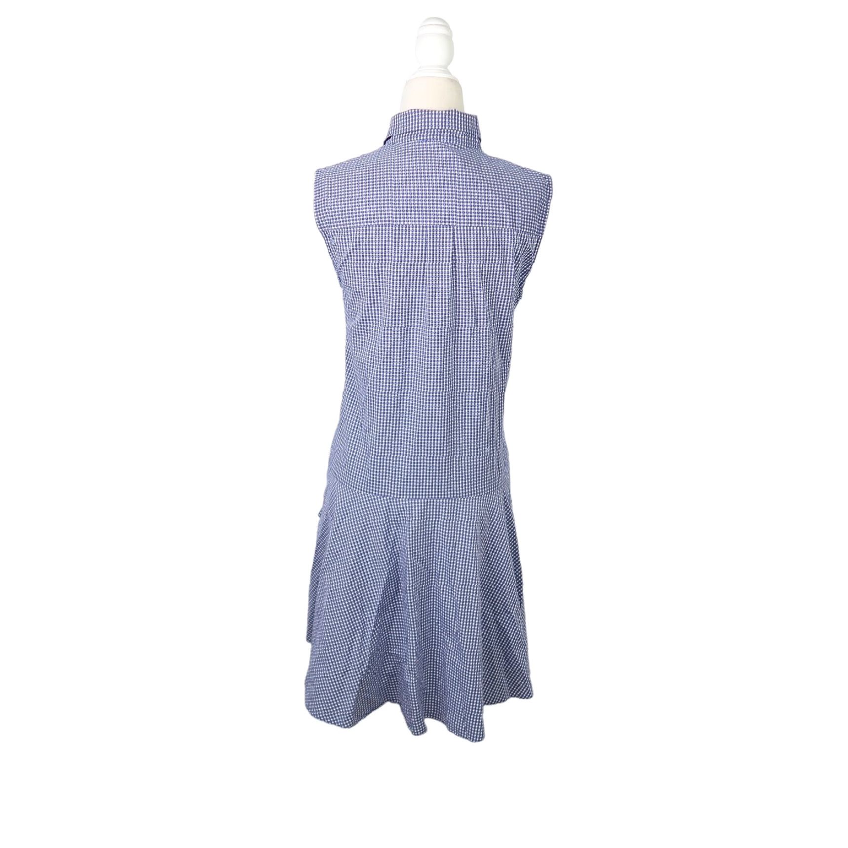 Vintage Derek Lam Denim Shirt Dress Gingham Mini Navy Blue White Sleeveless Button Front Womens M Size M / US 6-8 / IT 42-44 - 4 Thumbnail