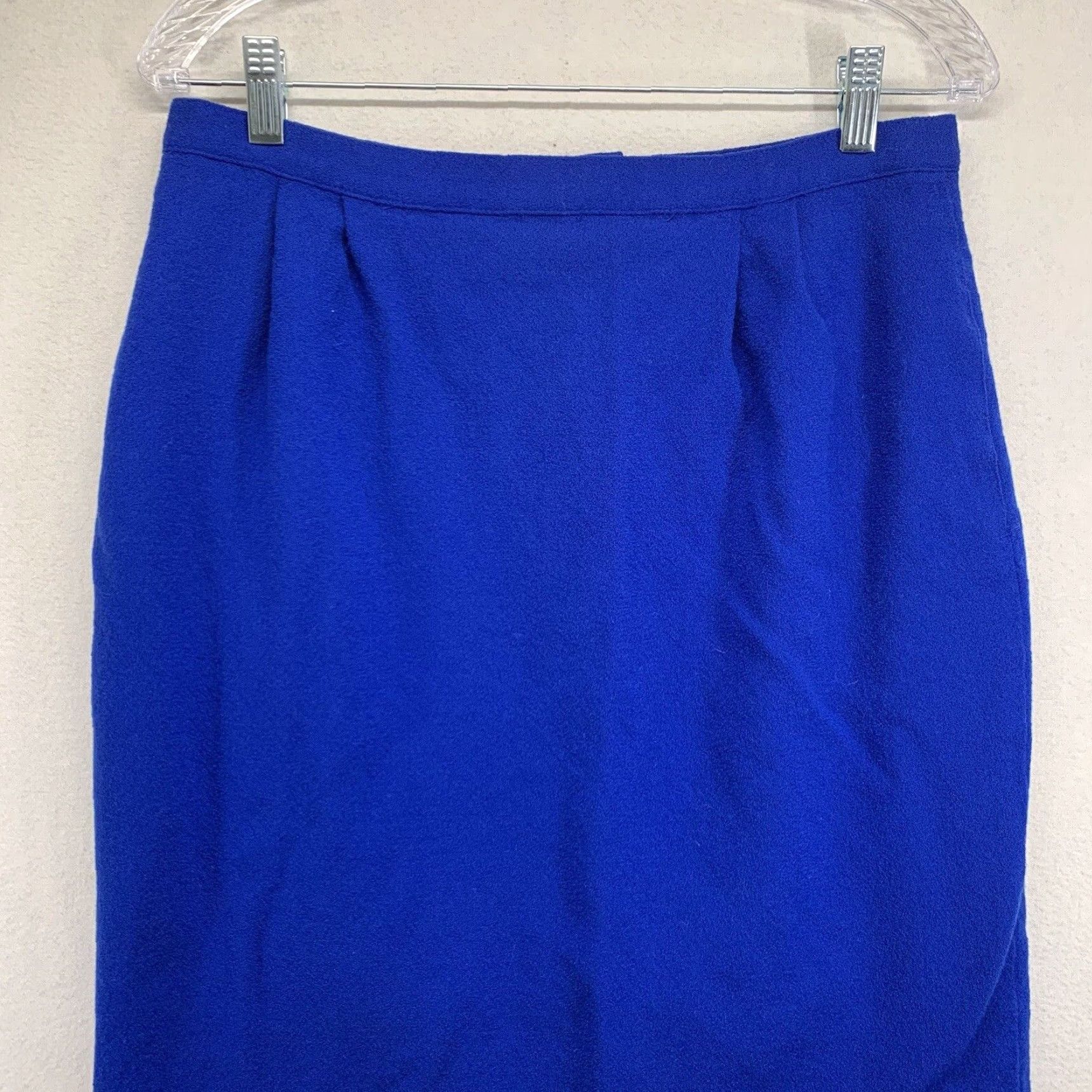 Vintage Vintage Wool Skirt Women 16P Knee Length Straight Pencil Blue Pockets Lined Size 38" / US 16 / IT 52 - 3 Thumbnail