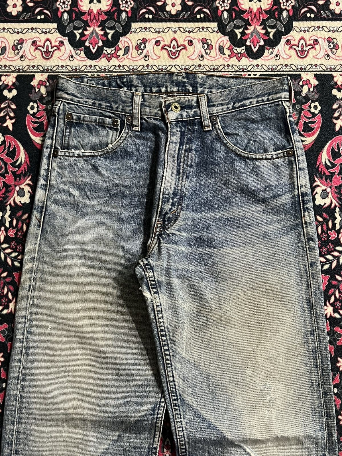 Levi's Vintage Levi’s 503 Blue Washed Distressed Straight Jeans Size US 30 / EU 46 - 4 Thumbnail