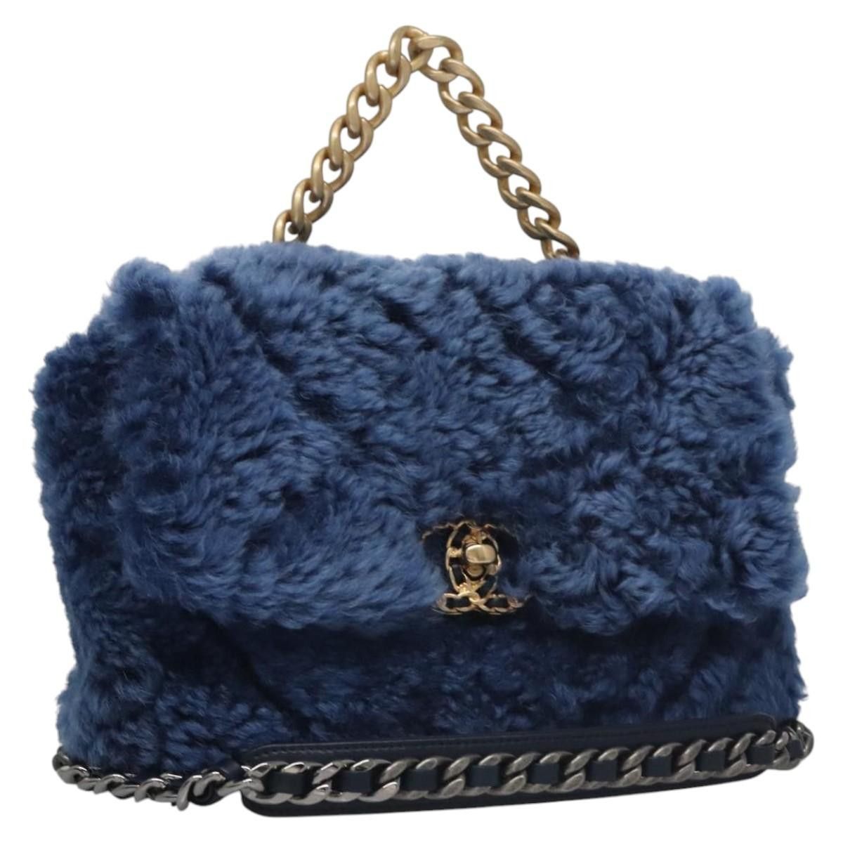 Chanel 19 Blue Wool Shoulder Bag (Pre-Owned), Women's