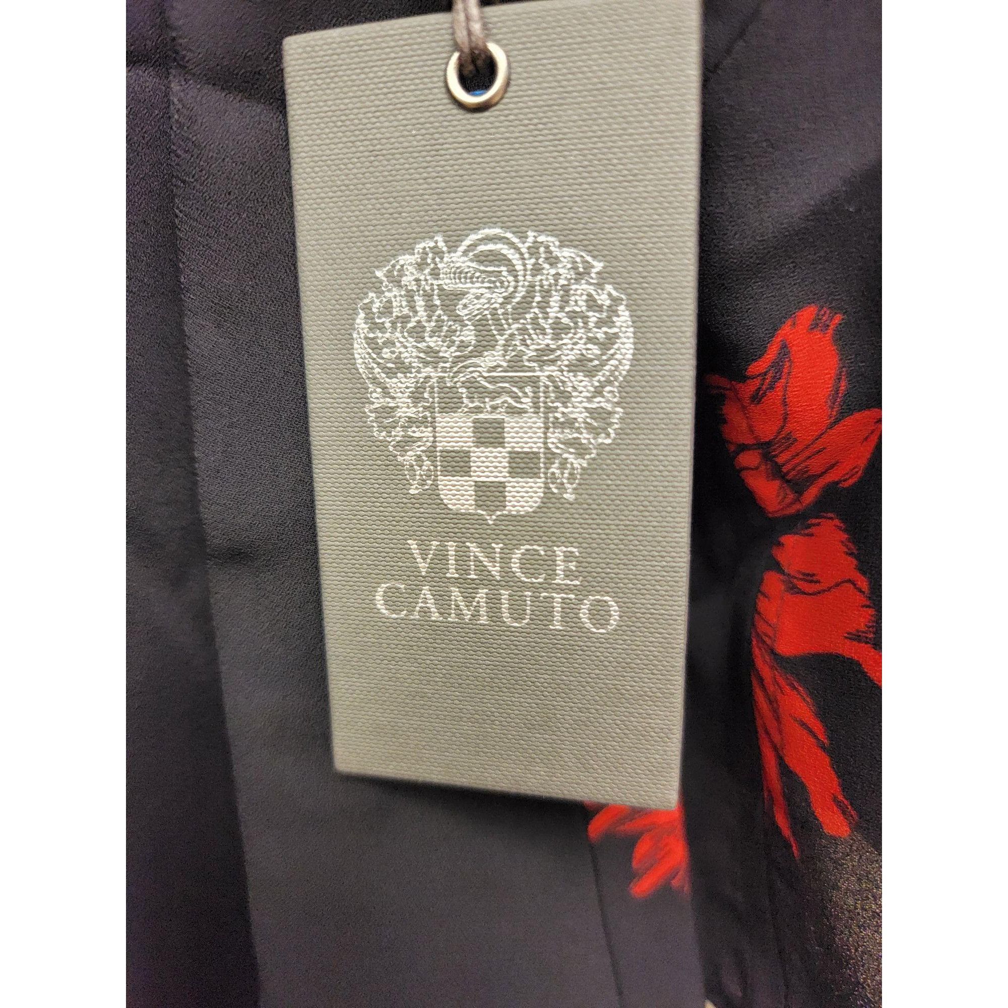 Vince Camuto Vince Camuto Womens Black/Red Floral Blouse W/ Ruffle Sleeve Size S / US 4 / IT 40 - 4 Thumbnail