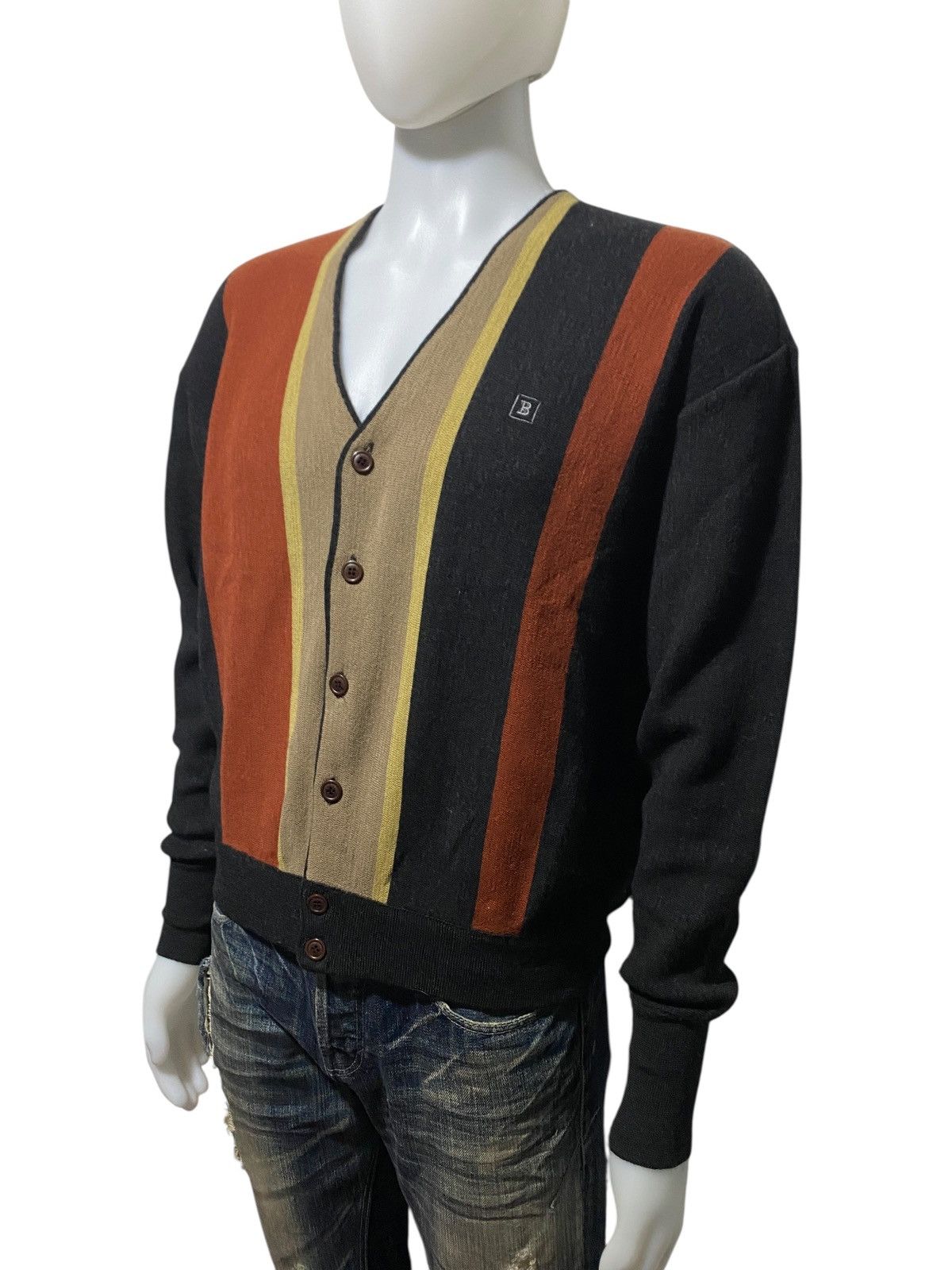 Balmain 2002 Balmain striped mohair cardigan Size US L / EU 52-54 / 3 - 2 Thumbnail