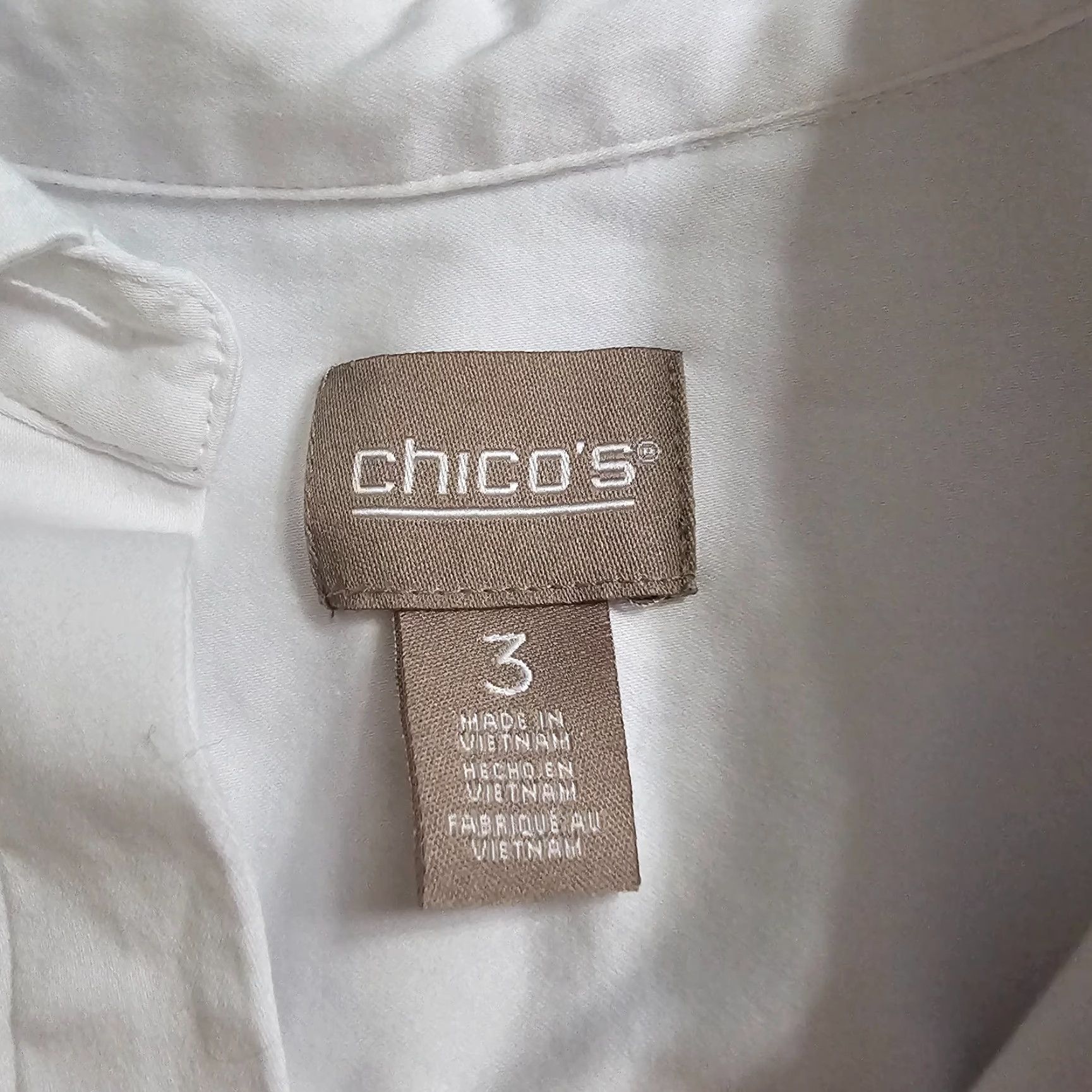 Vintage Chicos Top Tunic Shirt Womens XL White Pineapple Button Long Sleeve Classic Casual Size XL / US 12-14 / IT 48-50 - 3 Thumbnail