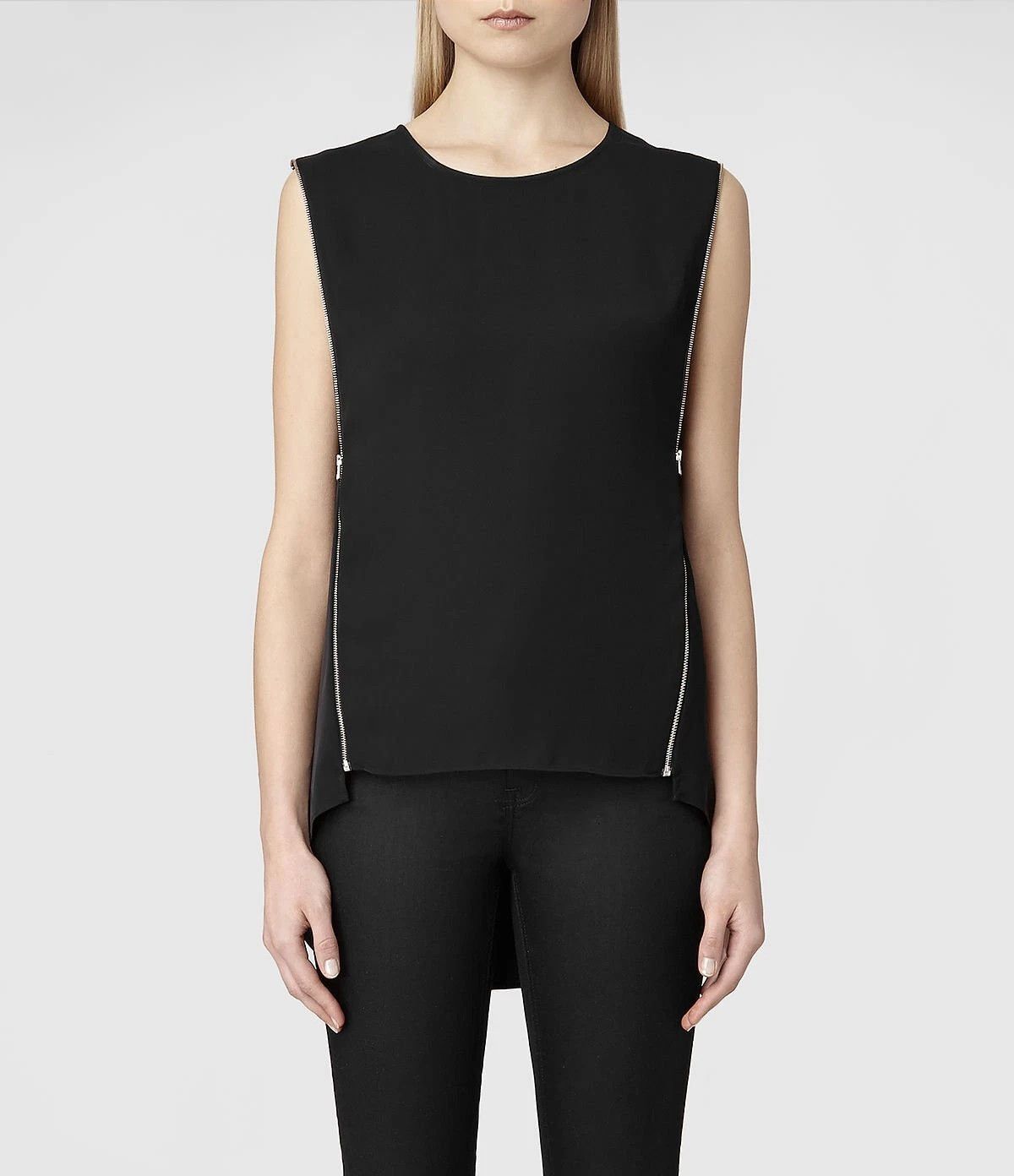 Allsaints Allsaints Sophia Top Lace Panel Tank Top With Zips Size XS / US 0-2 / IT 36-38 - 1 Thumbnail